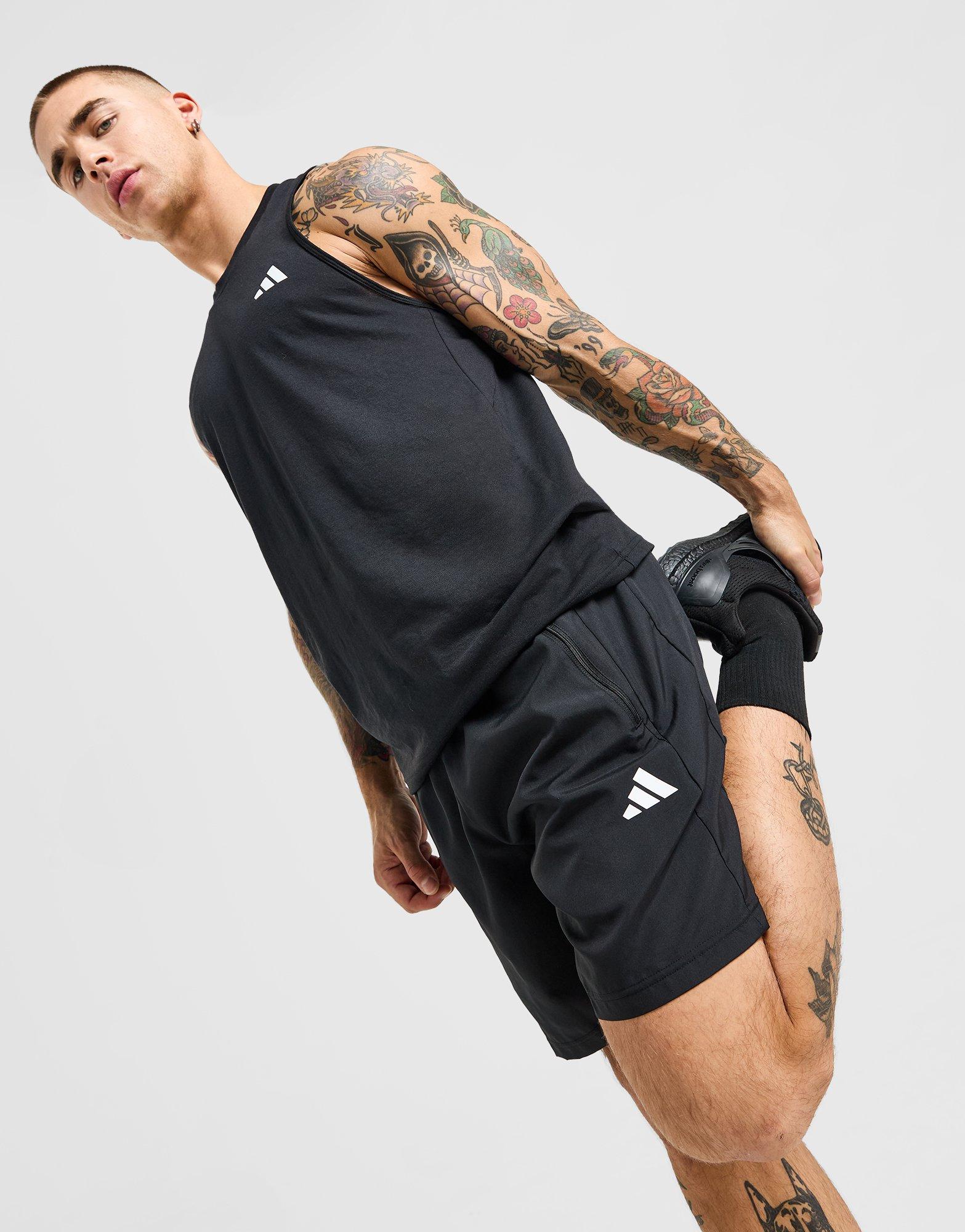 adidas Training plus 3 stripe side panel legging shorts in black