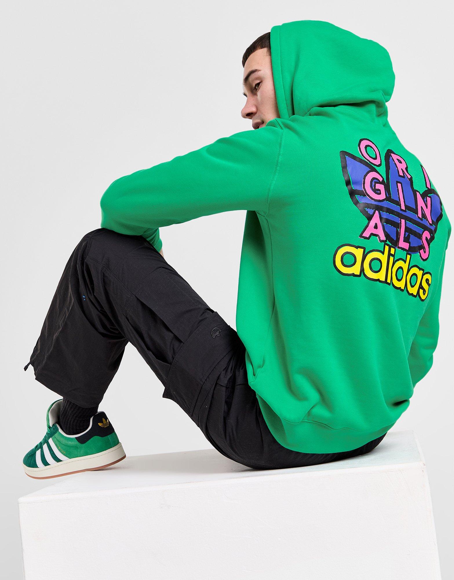 Adidas originals colour block tape store crop hoodie