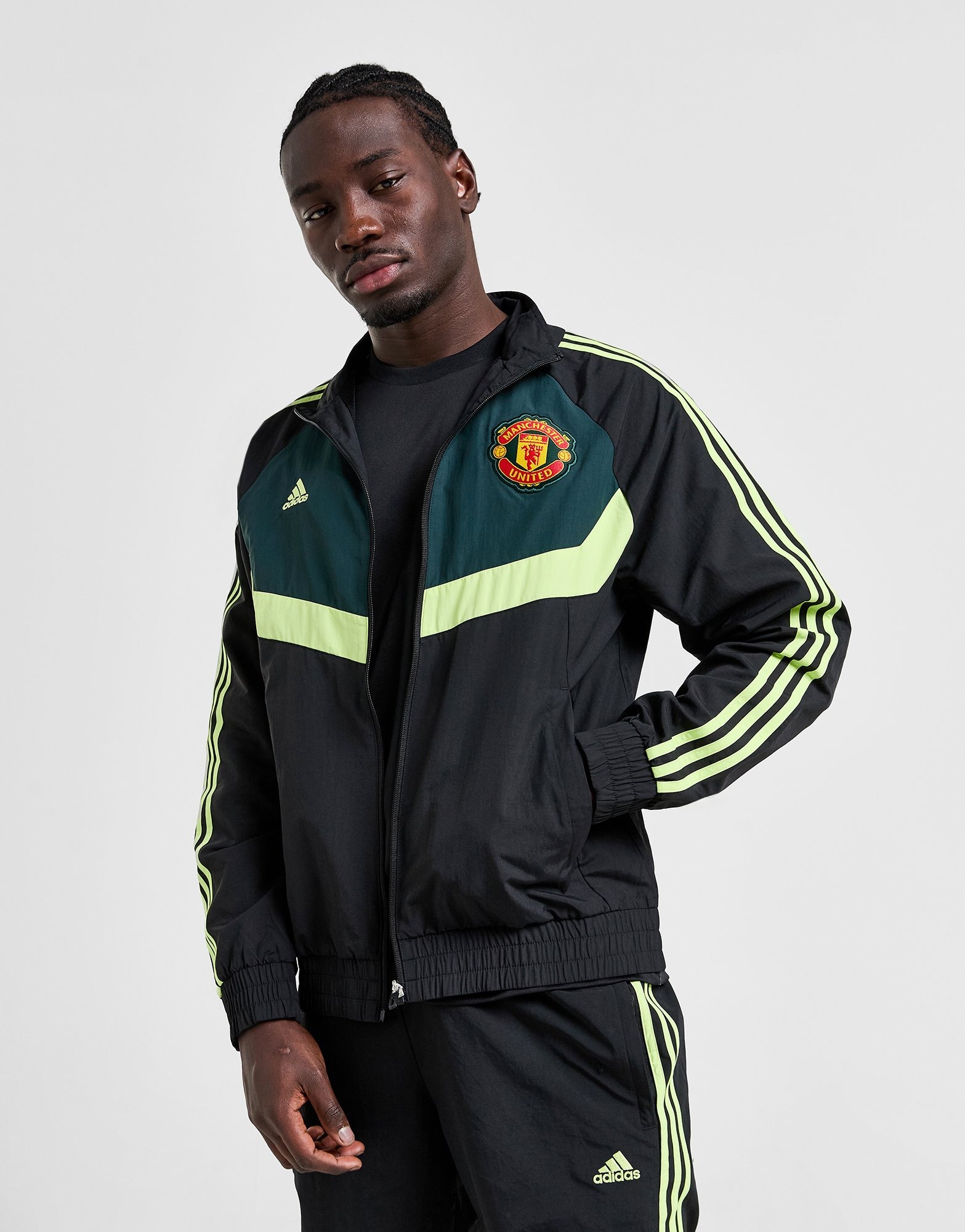 Black adidas Manchester United FC Woven Track Top | JD Sports UK