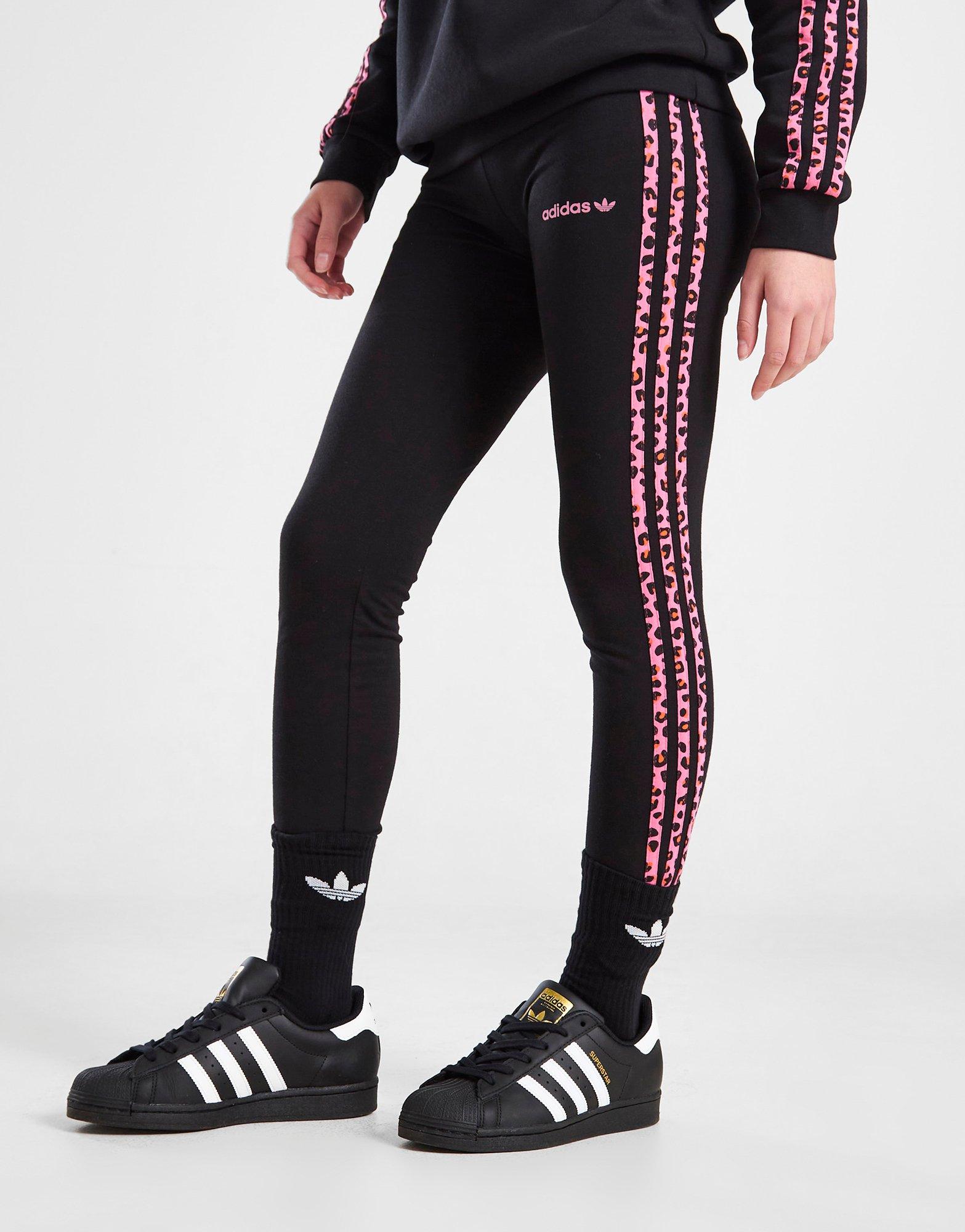 adidas Originals Girls' Leopard 3-Stripes Leggings Junior