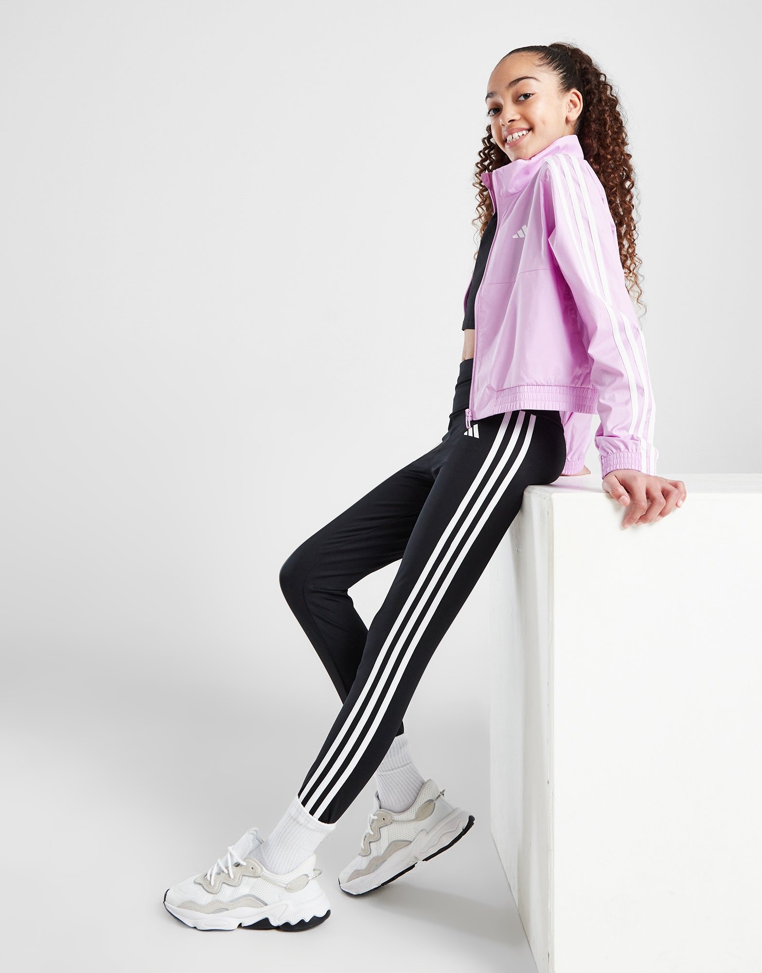 Black adidas Girls' Training Essential 3-Stripes Tights Junior | JD ...