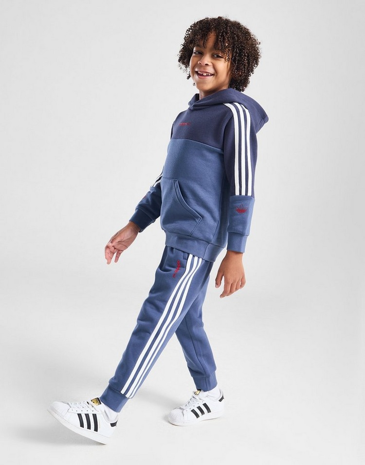 Blue adidas Originals Colour Block Overhead Tracksuit Children | JD ...