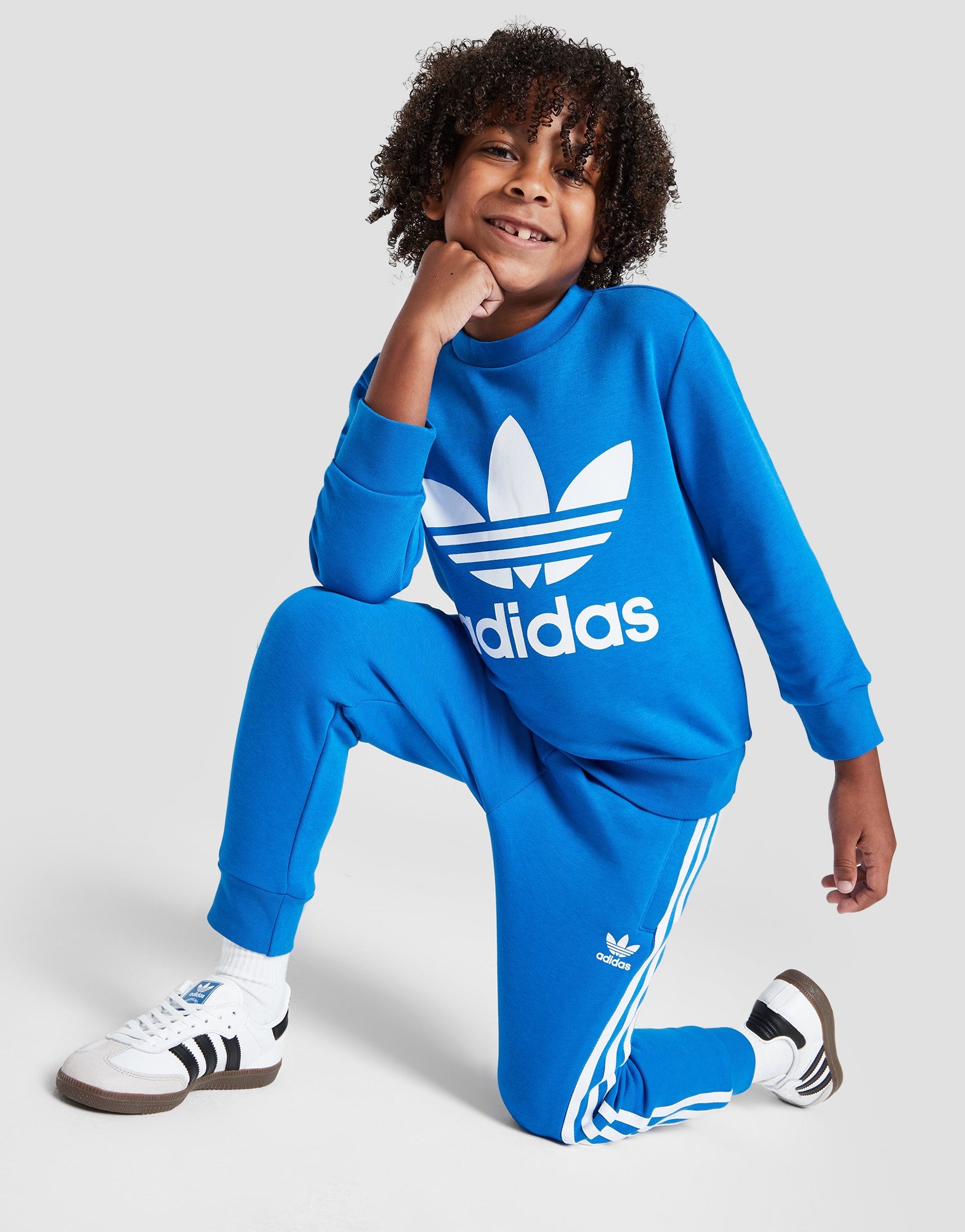 Blue adidas Originals Trefoil Crew Tracksuit Children | JD Sports UK
