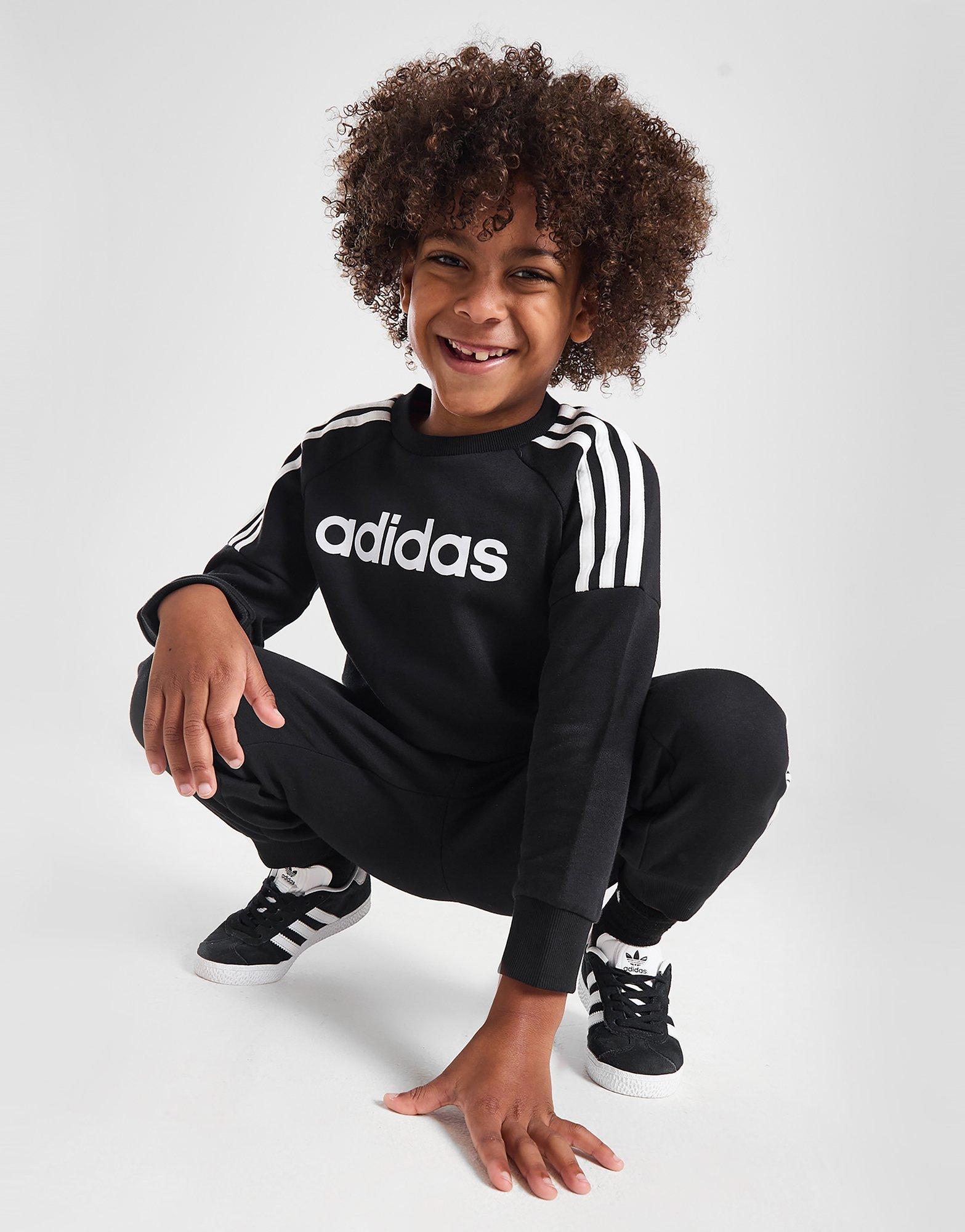 Black adidas Linear Crew Tracksuit Children - JD Sports