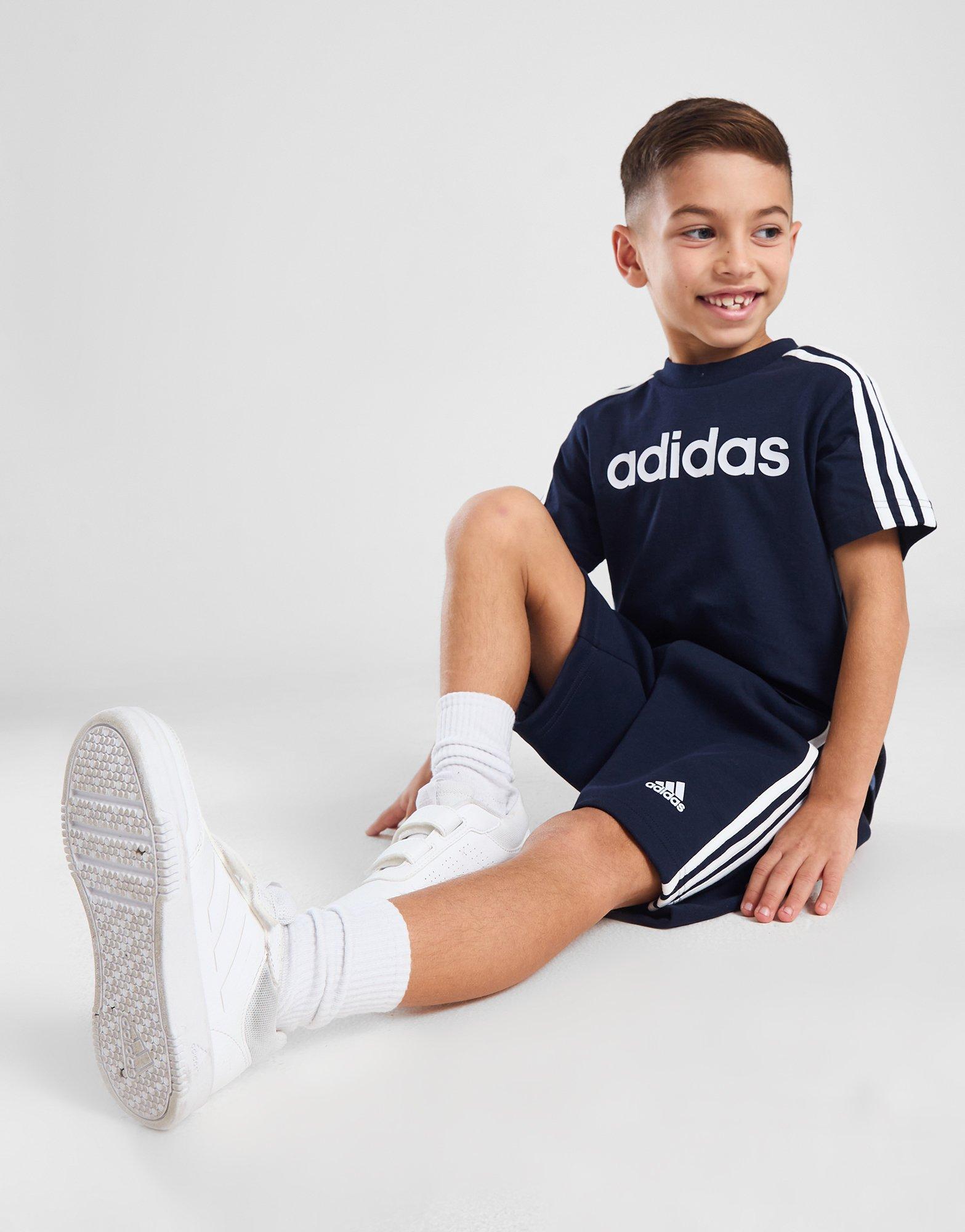 Blue adidas Linear T-Shirt/Shorts Set Children | JD Sports UK