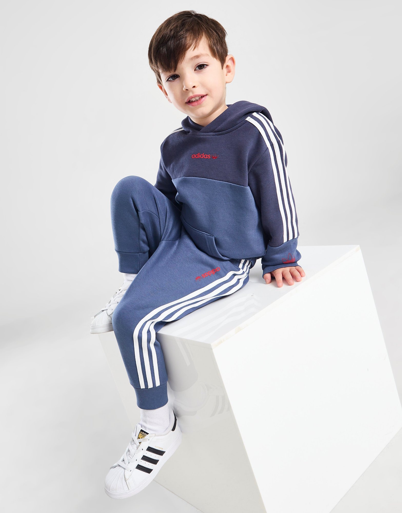 Blue adidas Originals Colour Block Overhead Trefoil Tracksuit Infant ...