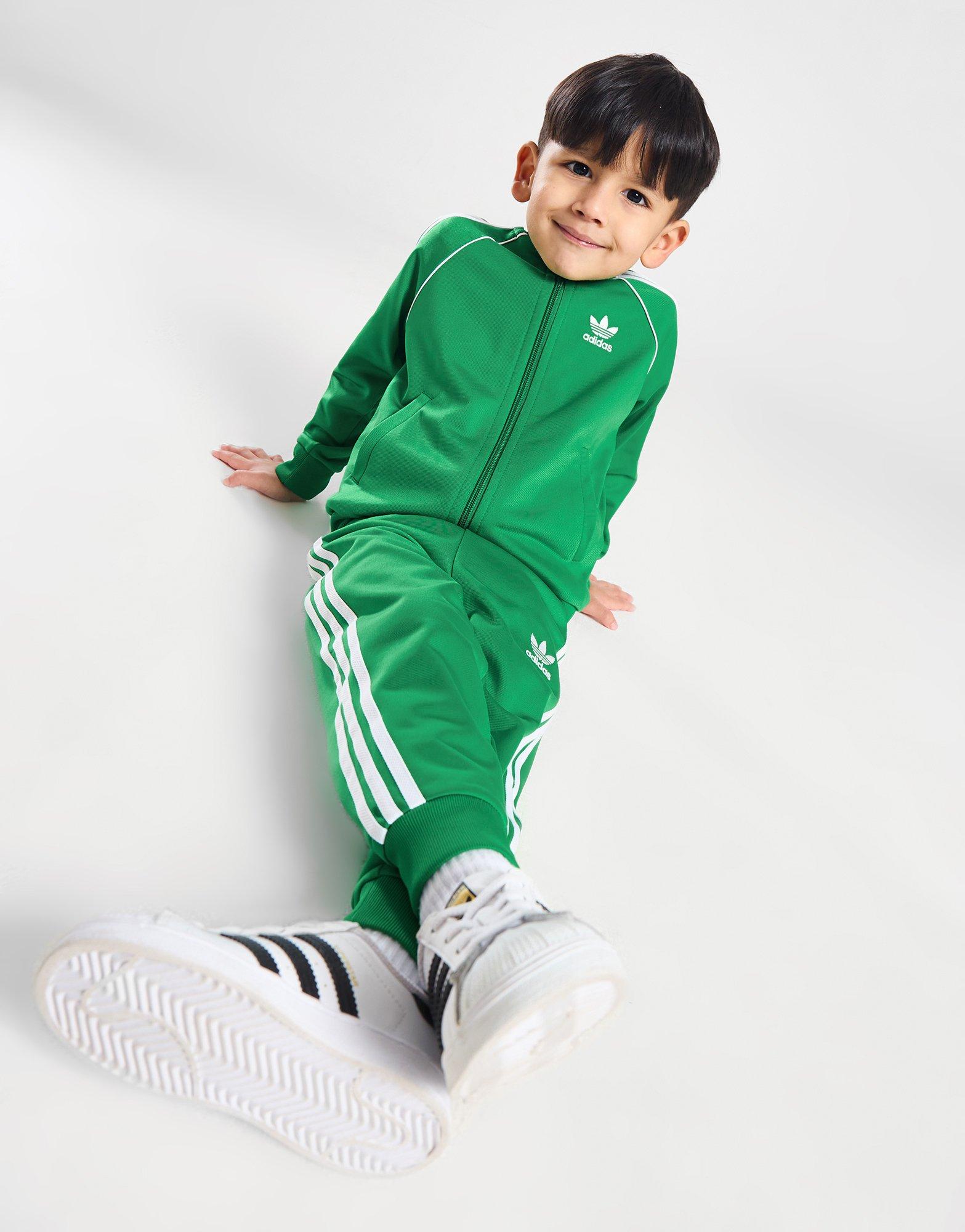 Green adidas tracksuit clearance kids