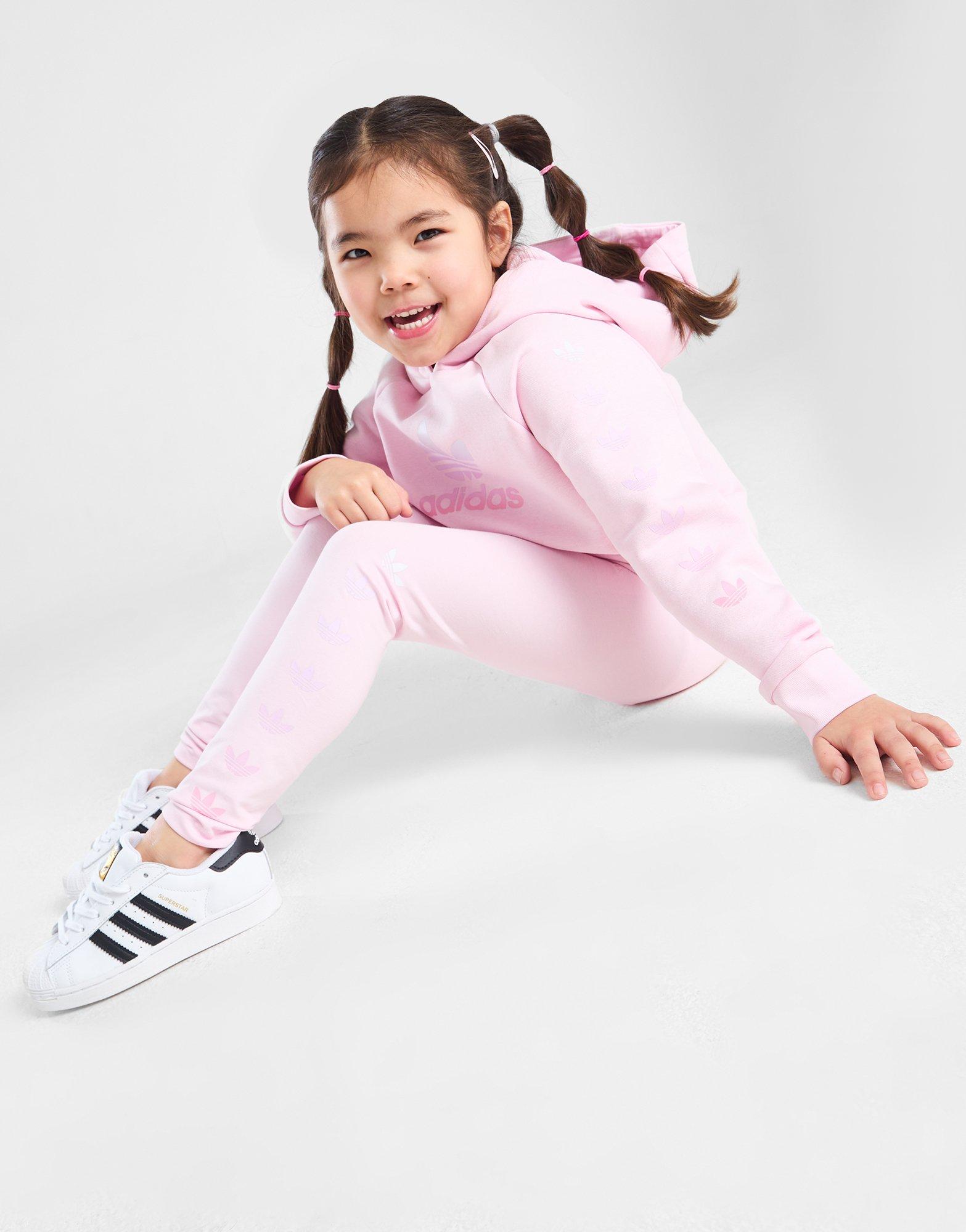 Pink adidas Originals Repeat Trefoil Hoodie/Leggings Set Children | JD ...