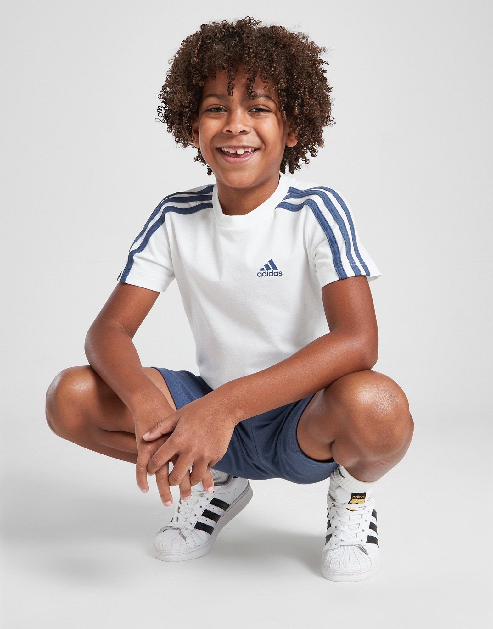 White adidas Badge of Sport Logo T-Shirt/Shorts Set Children | JD Sports UK