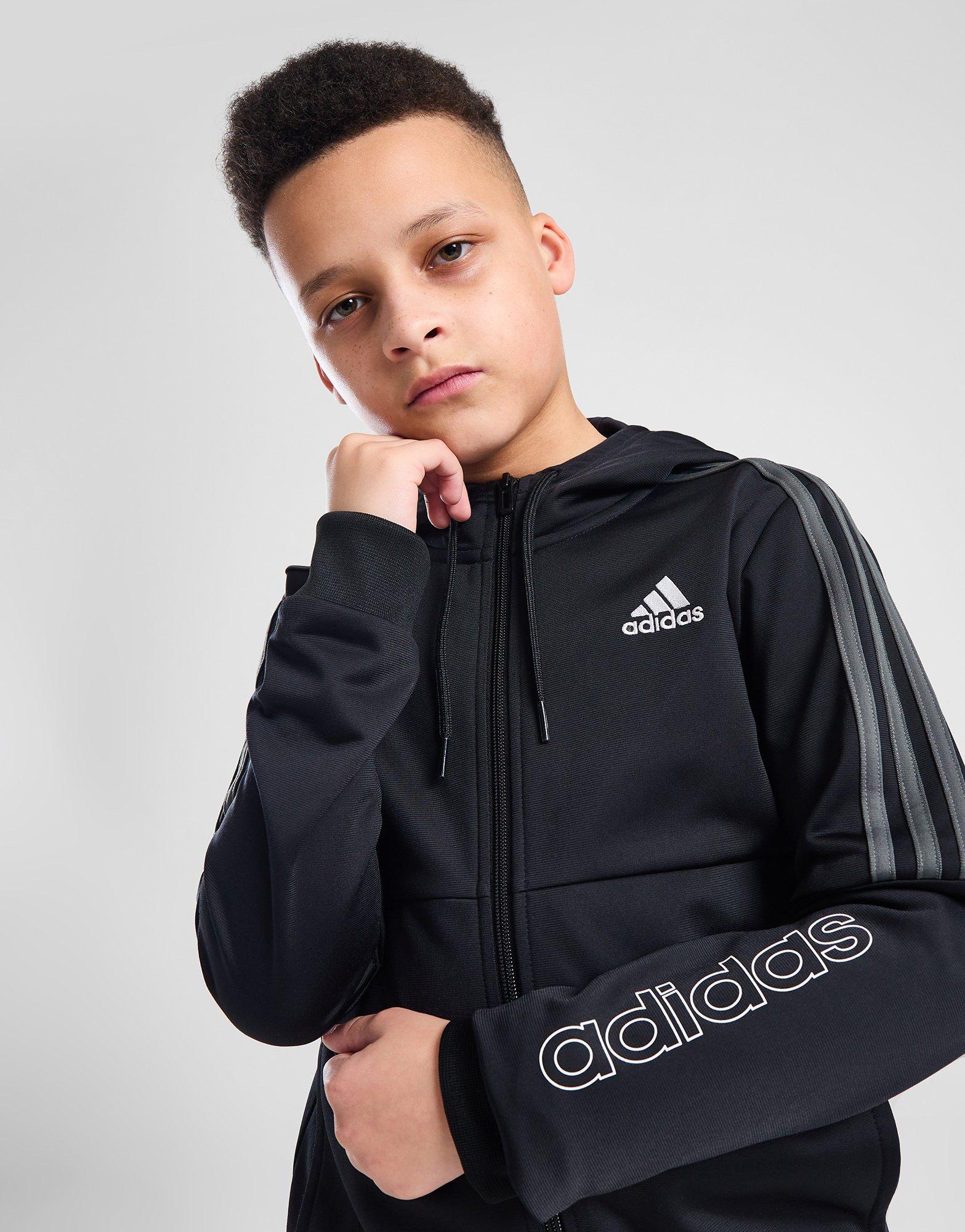 Black adidas SST Linear Poly Full Zip Hoodie Junior JD Sports Global