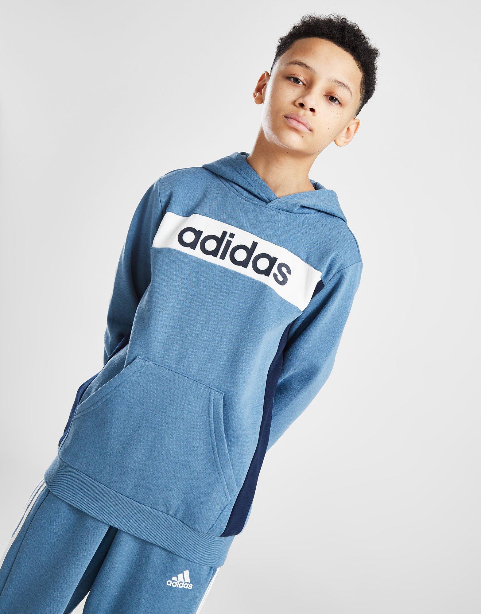 adidas Linear Logo Colour Block Hoodie Junior