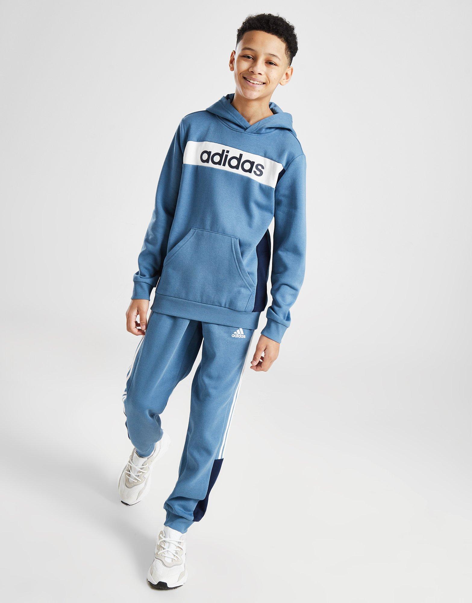 adidas Linear Logo Colour Block Hoodie Junior