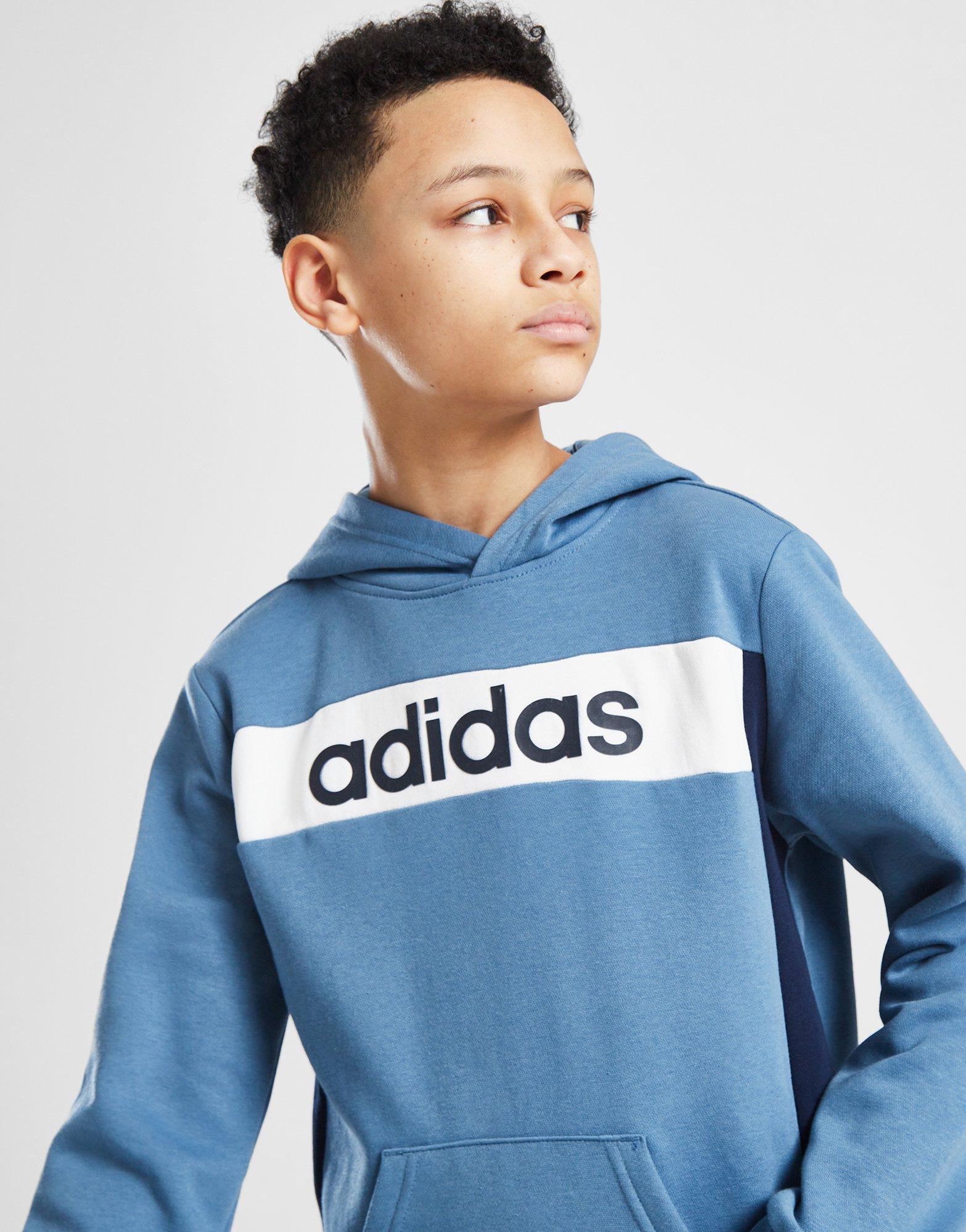 adidas Linear Logo Colour Block Hoodie Junior