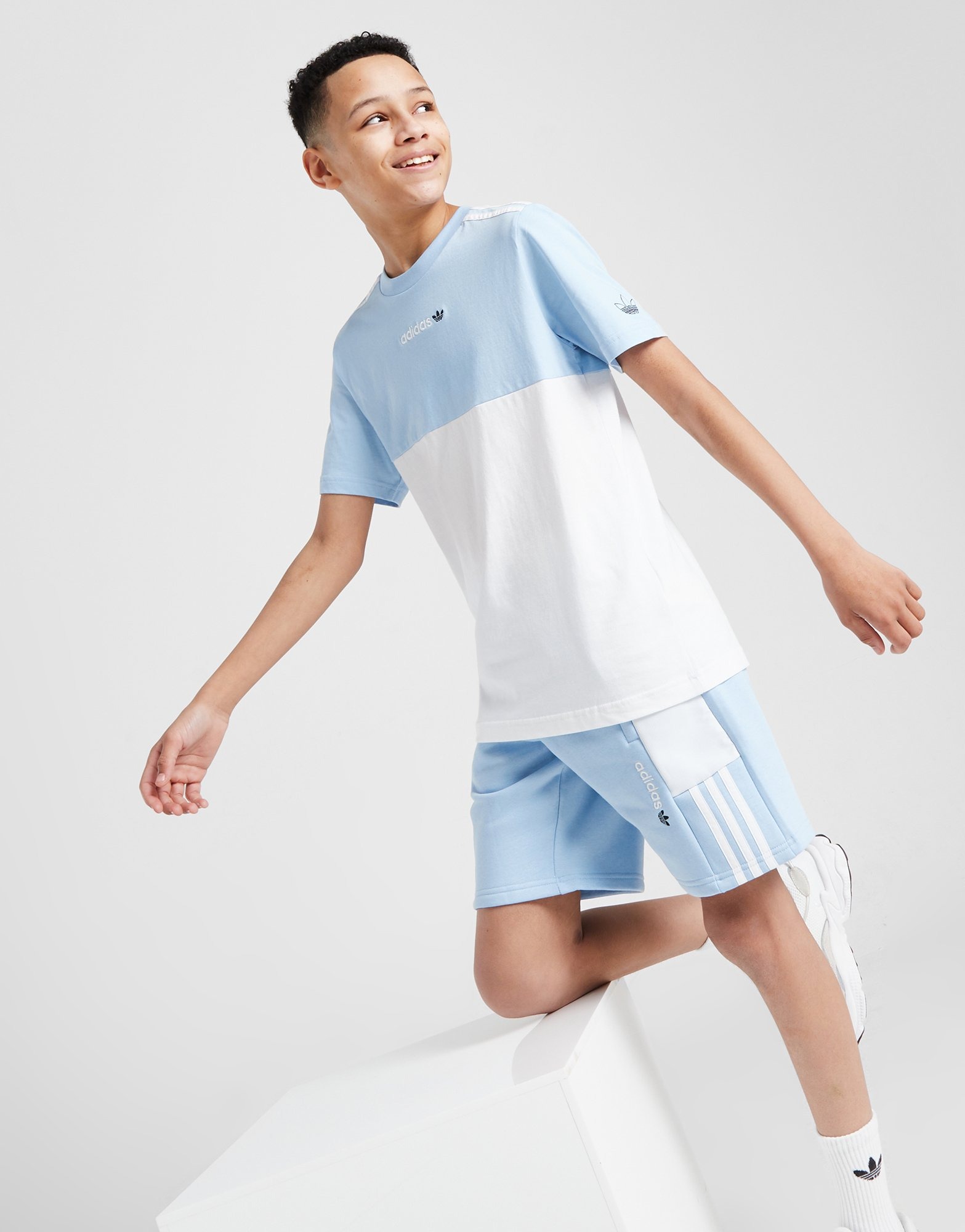Blue adidas Originals Itasca Colour Block T-Shirt Junior | JD Sports UK