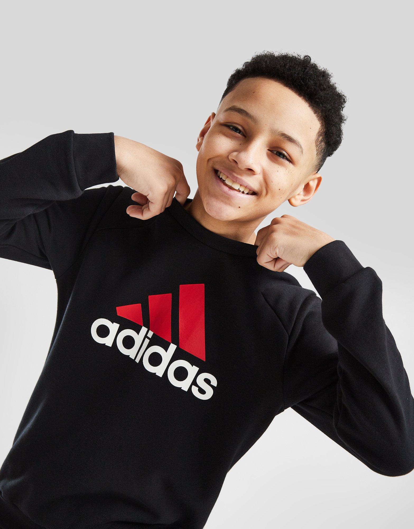 adidas Badge of Sport Large Logo Fleece Tracksuit Junior