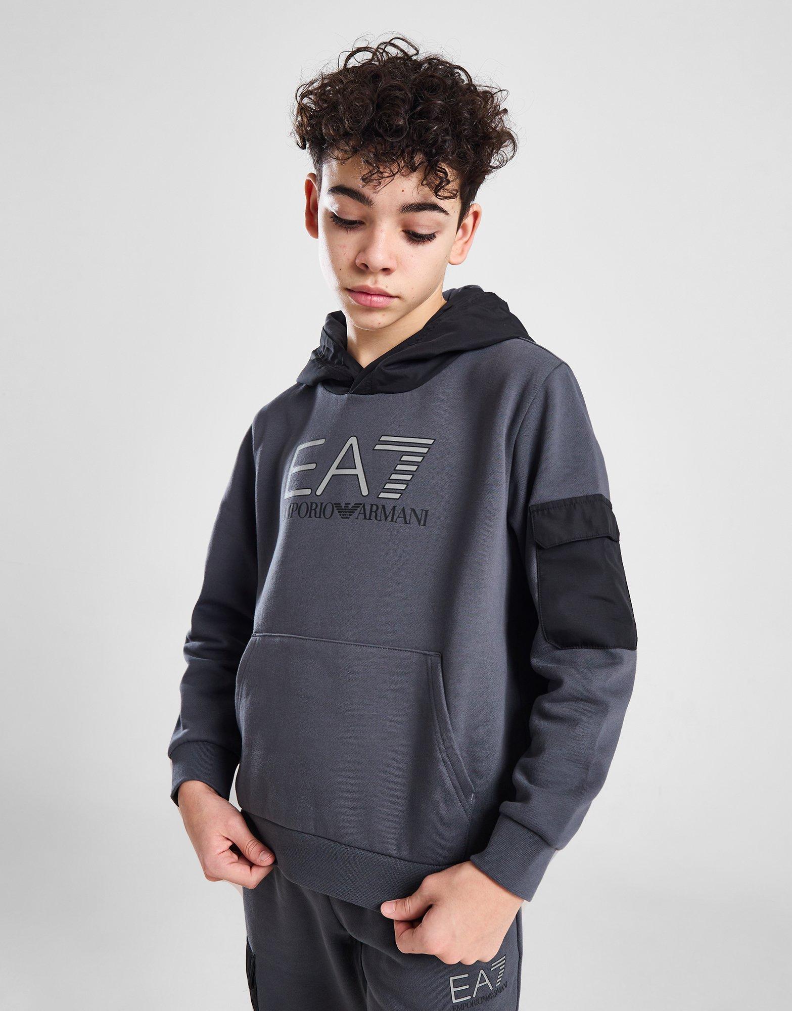 EA7 Emporio Armani Woven Overlay Hoodie