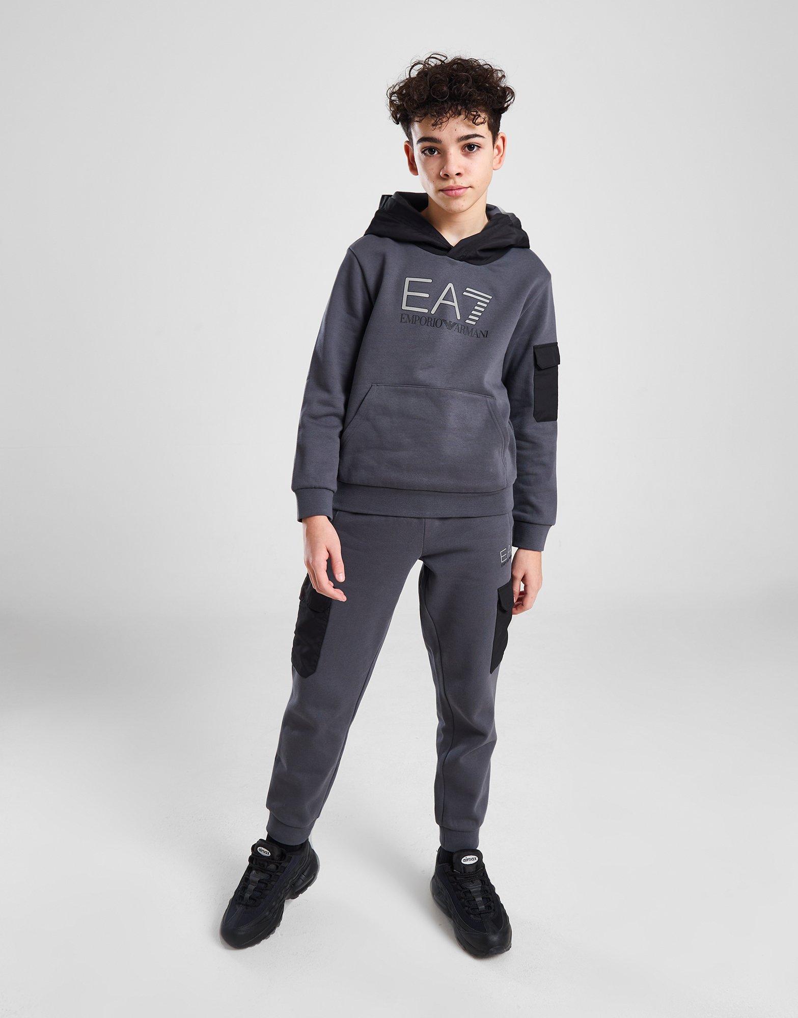 EA7 Emporio Armani Woven Overlay Hoodie