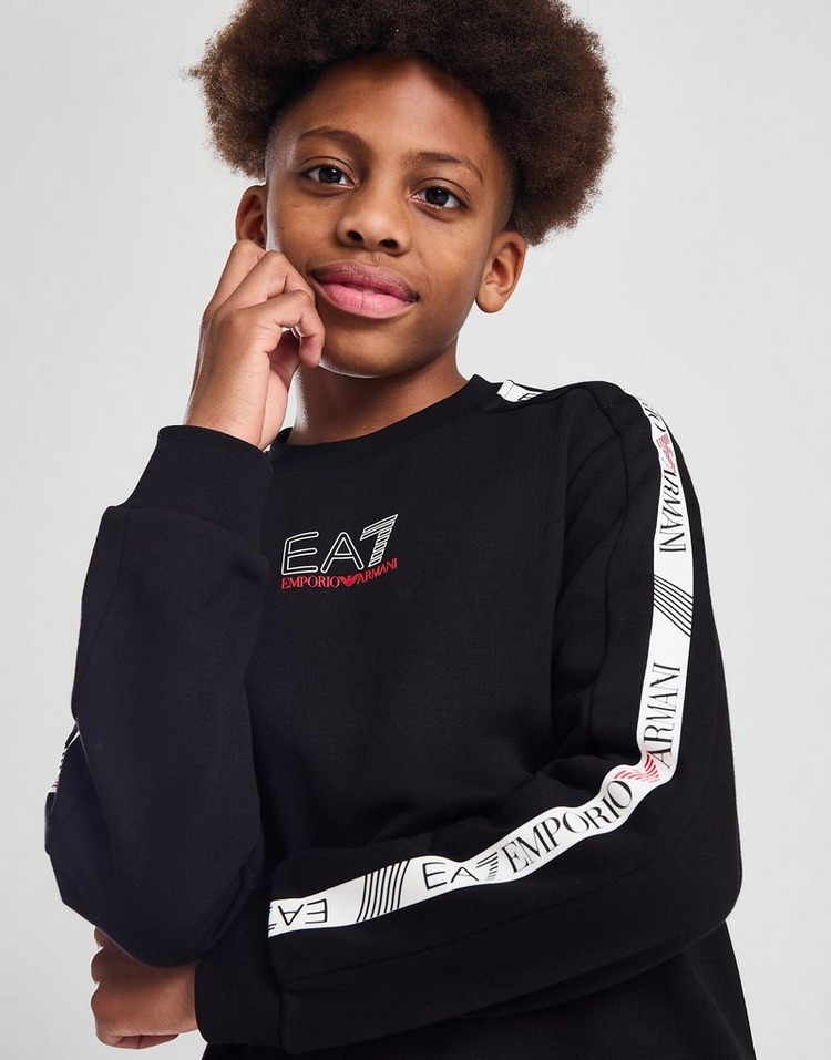 Black Emporio Armani EA7 Tape Crew Sweatshirt Junior | JD Sports UK