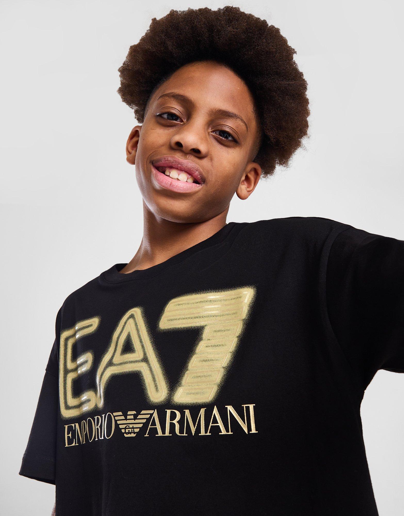 Black Emporio Armani EA7 Gold Logo T Shirt Junior JD Sports UK