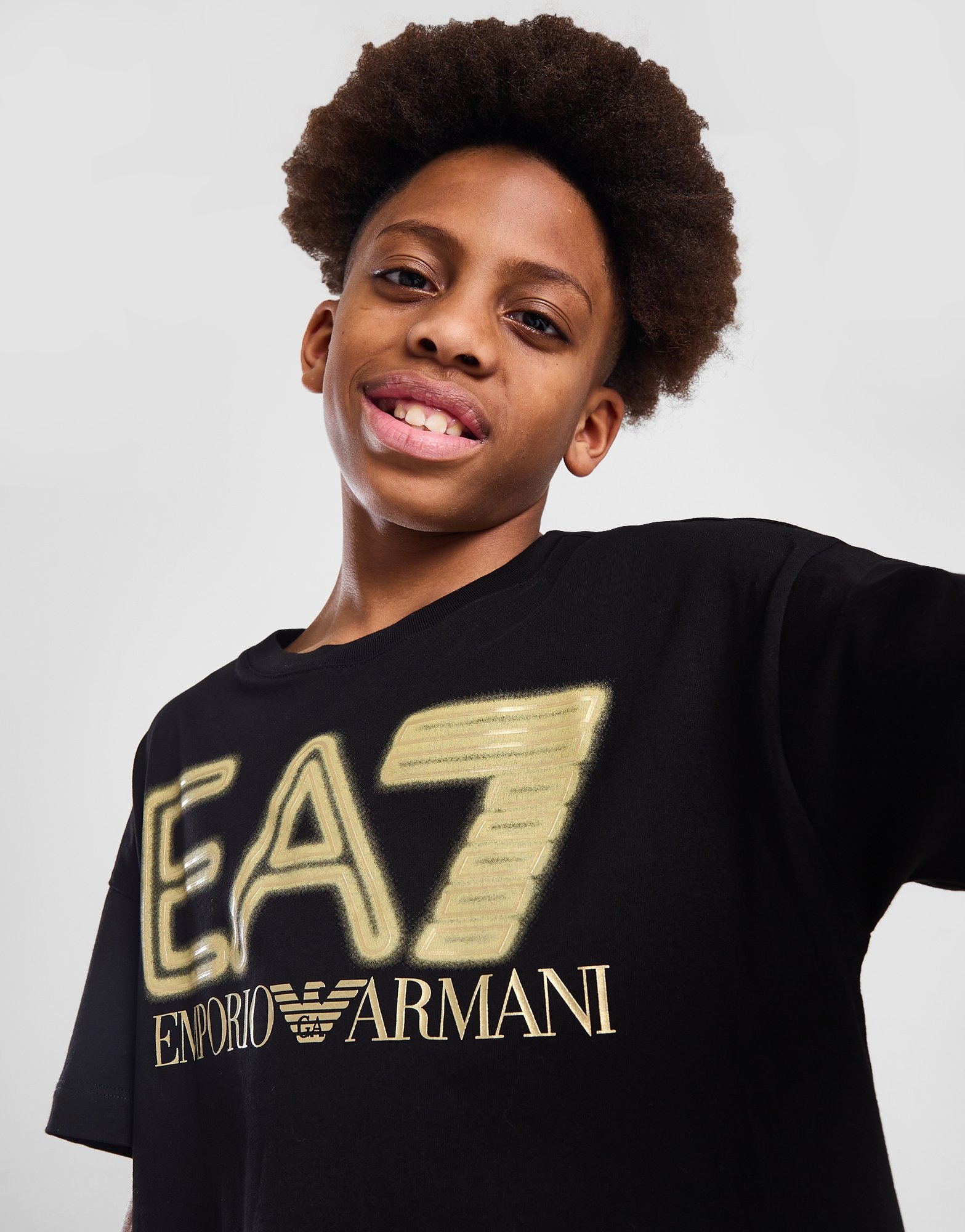 Black Emporio Armani EA7 Gold Logo T Shirt Junior JD Sports