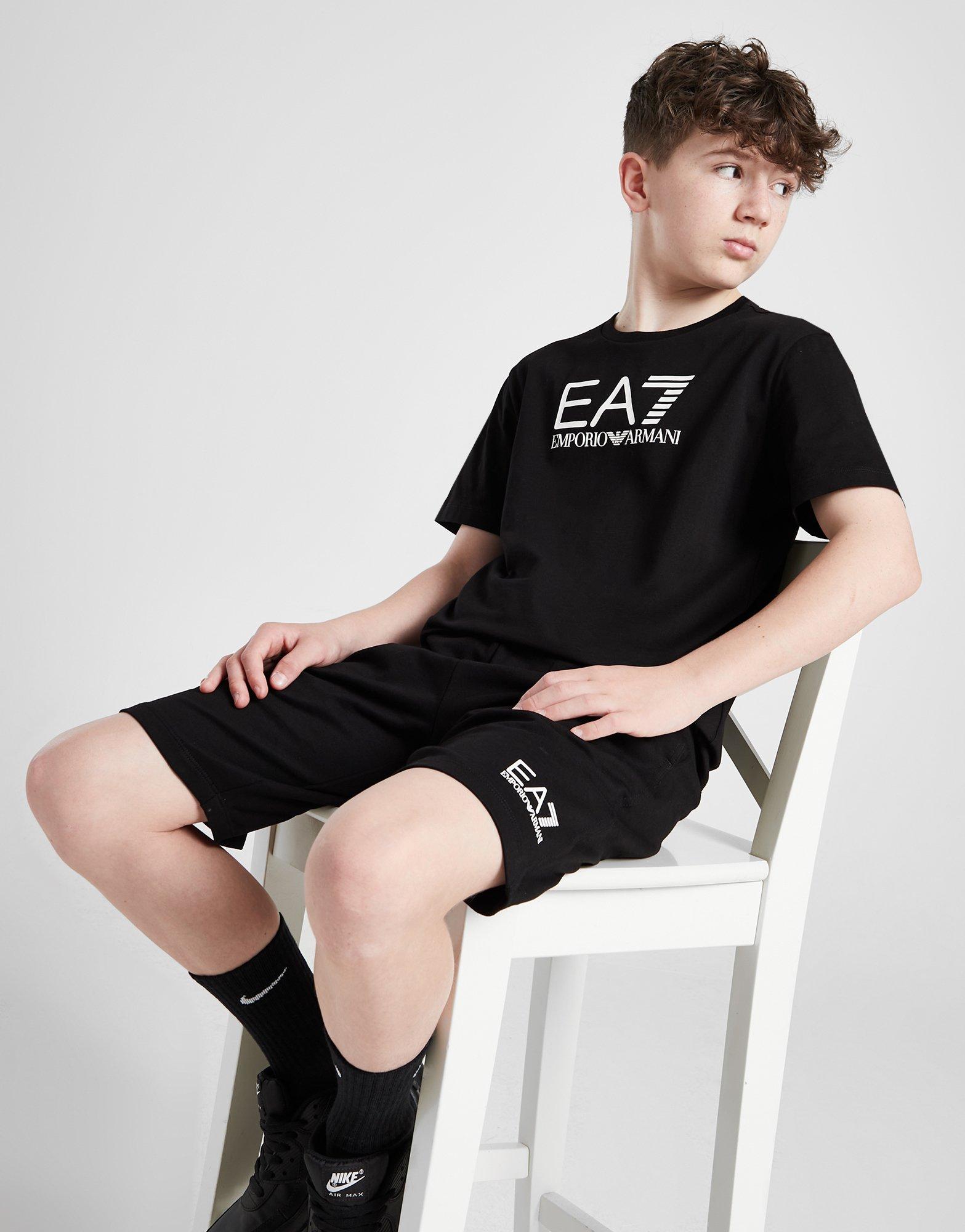 Black Emporio Armani EA7 T Shirt Shorts Set Junior JD Sports UK