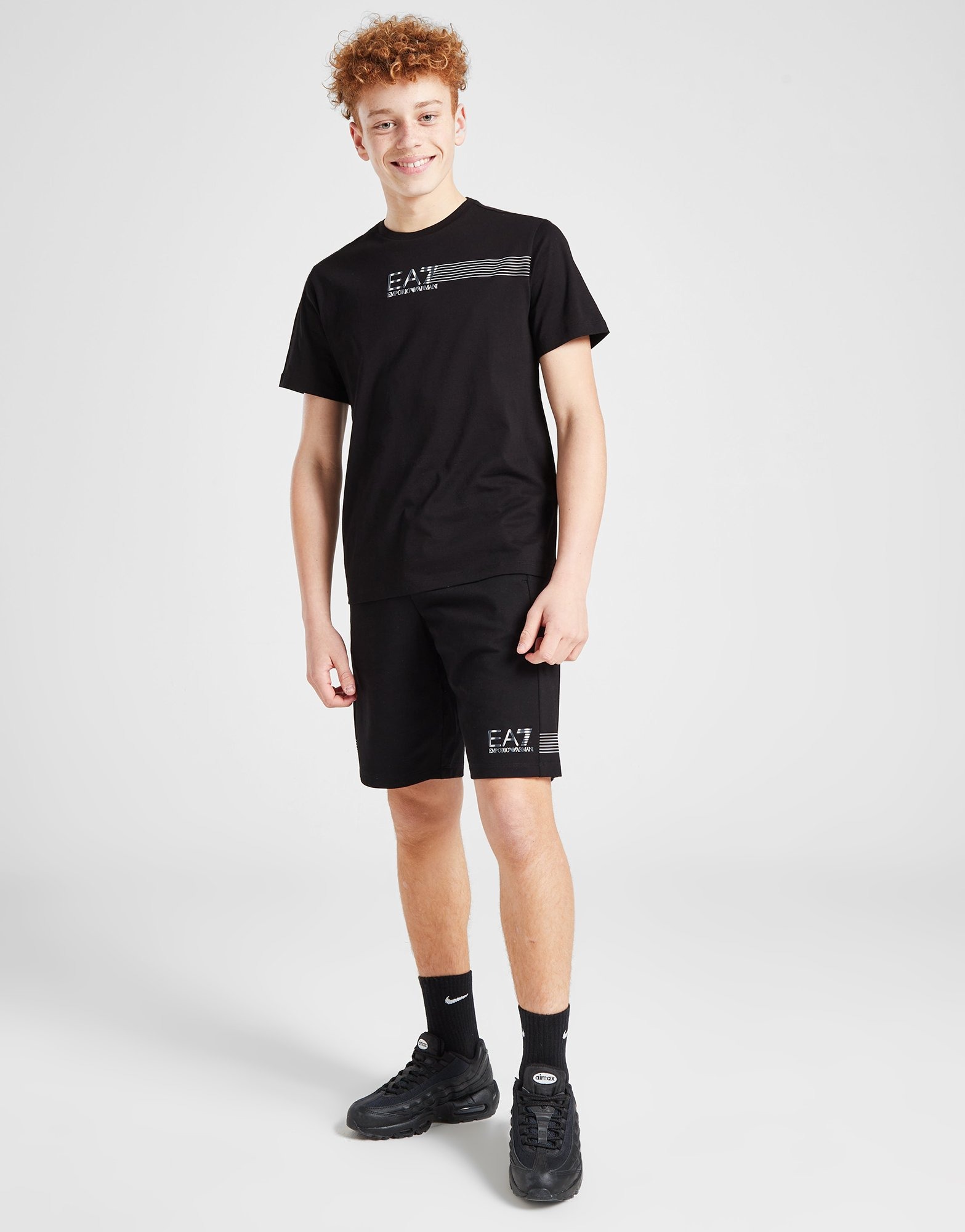 Black Emporio Armani EA7 7 Lines Short Sleeve T-Shirt Junior | JD Sports UK