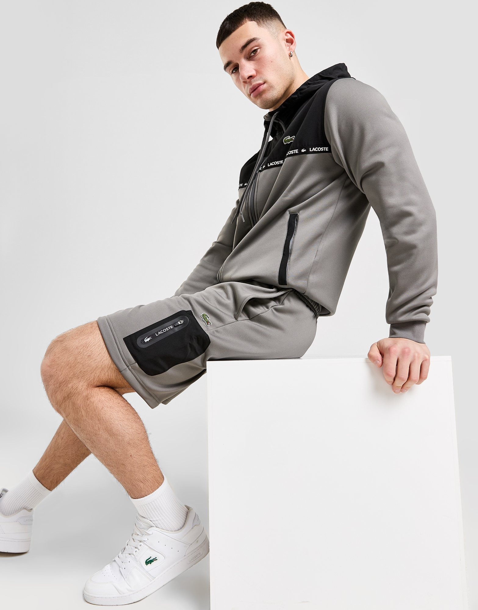 Grey Lacoste Woven Pocket Shorts | JD Sports UK