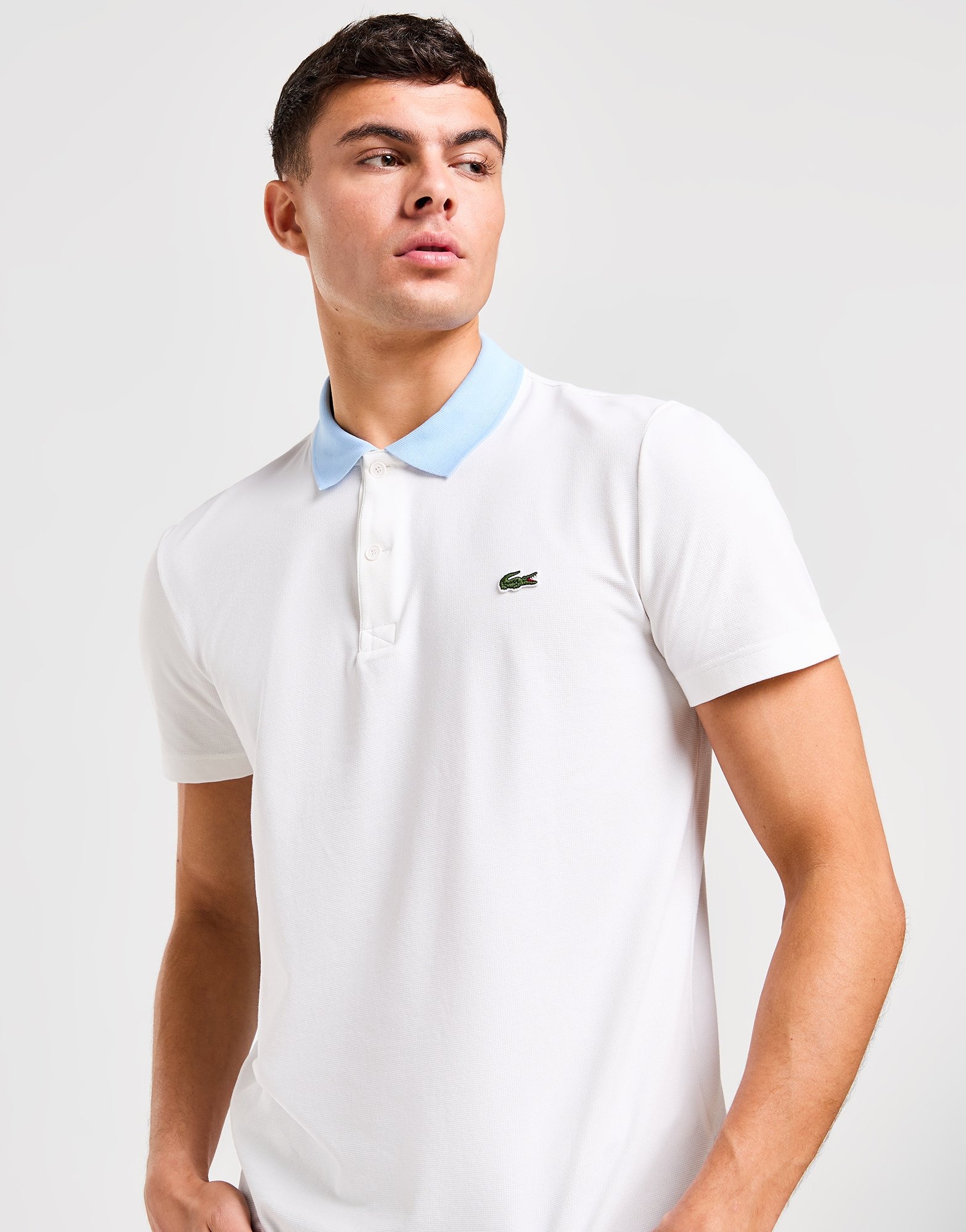 White Lacoste Contrast Collar Polo Shirt JD Sports