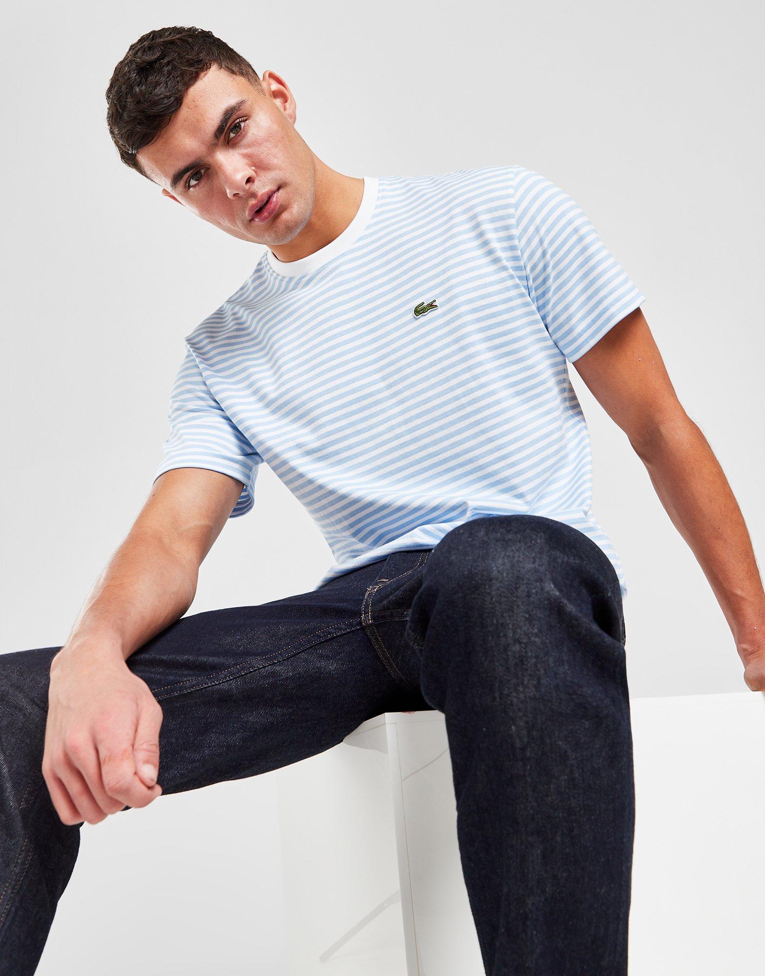 Lacoste blue deals striped t shirt