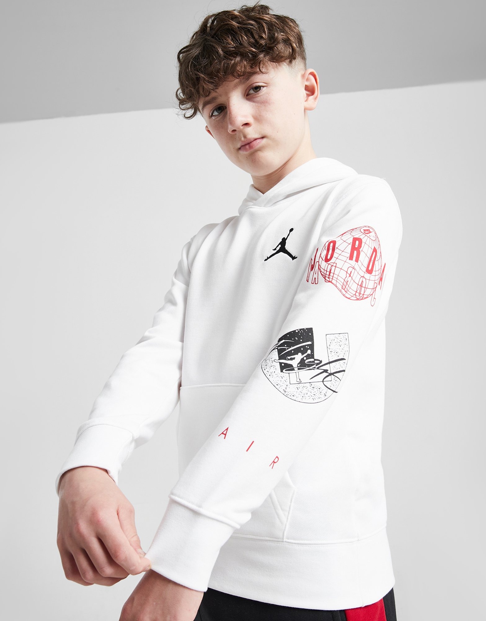 White Jordan Air Globe Repeat Hoodie Junior | JD Sports UK