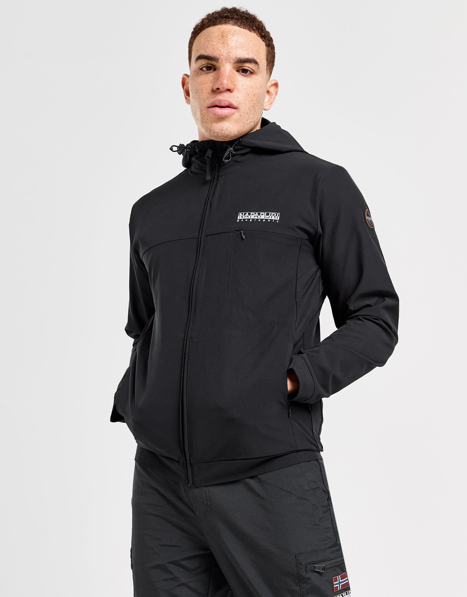 Black Napapijri Balkas Woven Full Zip Woven Hoodie | JD Sports UK