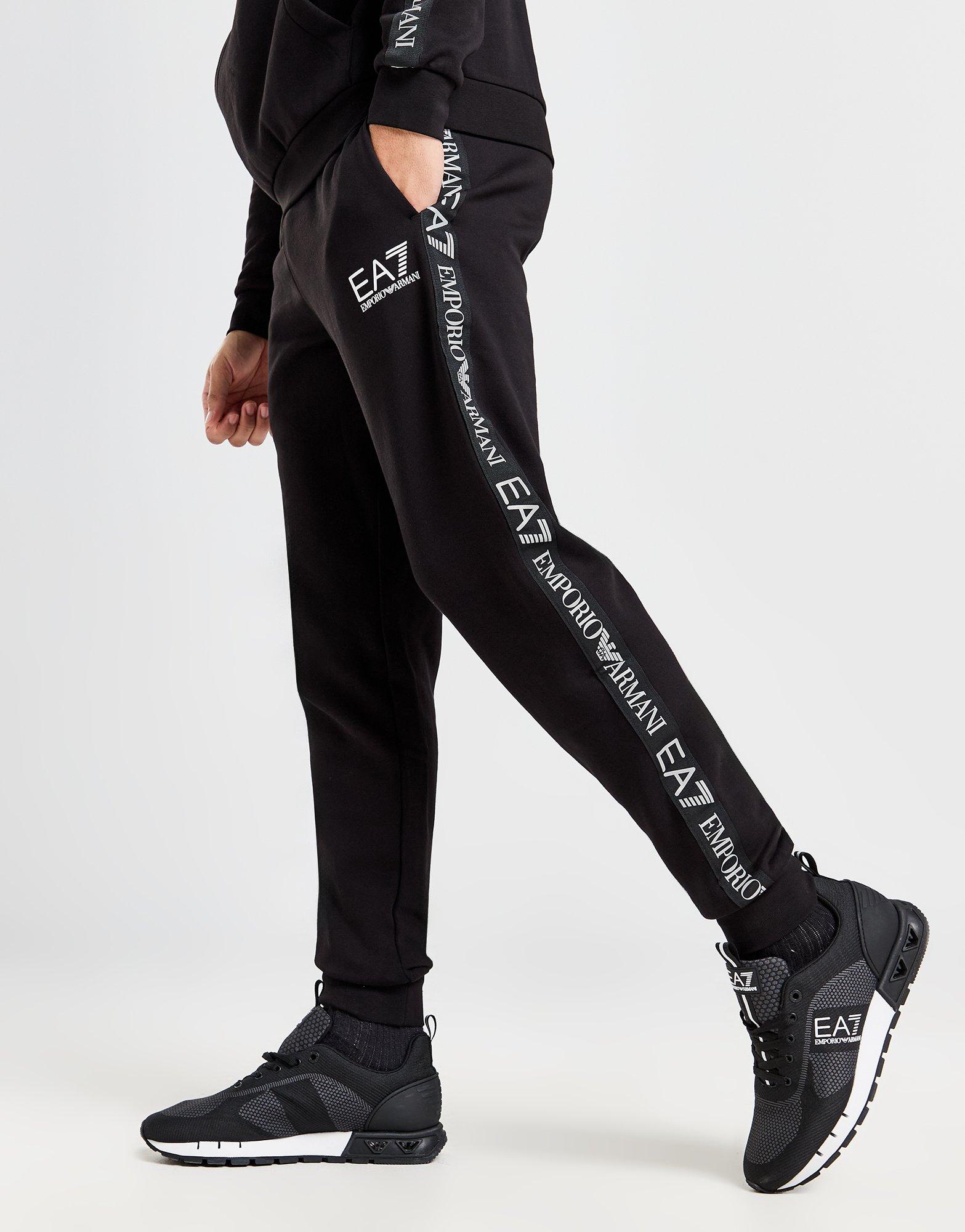 Ea7 black best sale tracksuit bottoms