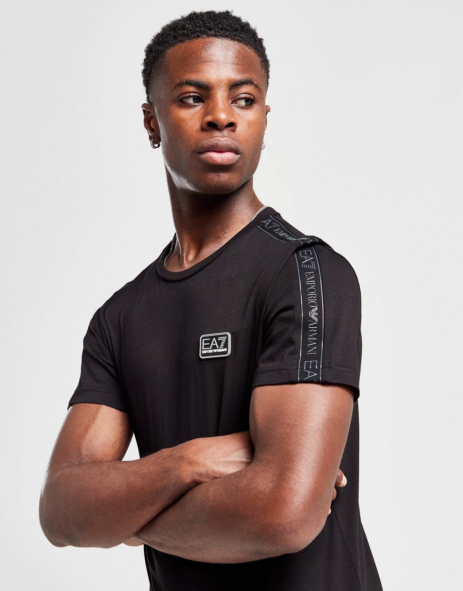 Black Emporio Armani EA7 Tape T-Shirt | JD Sports UK