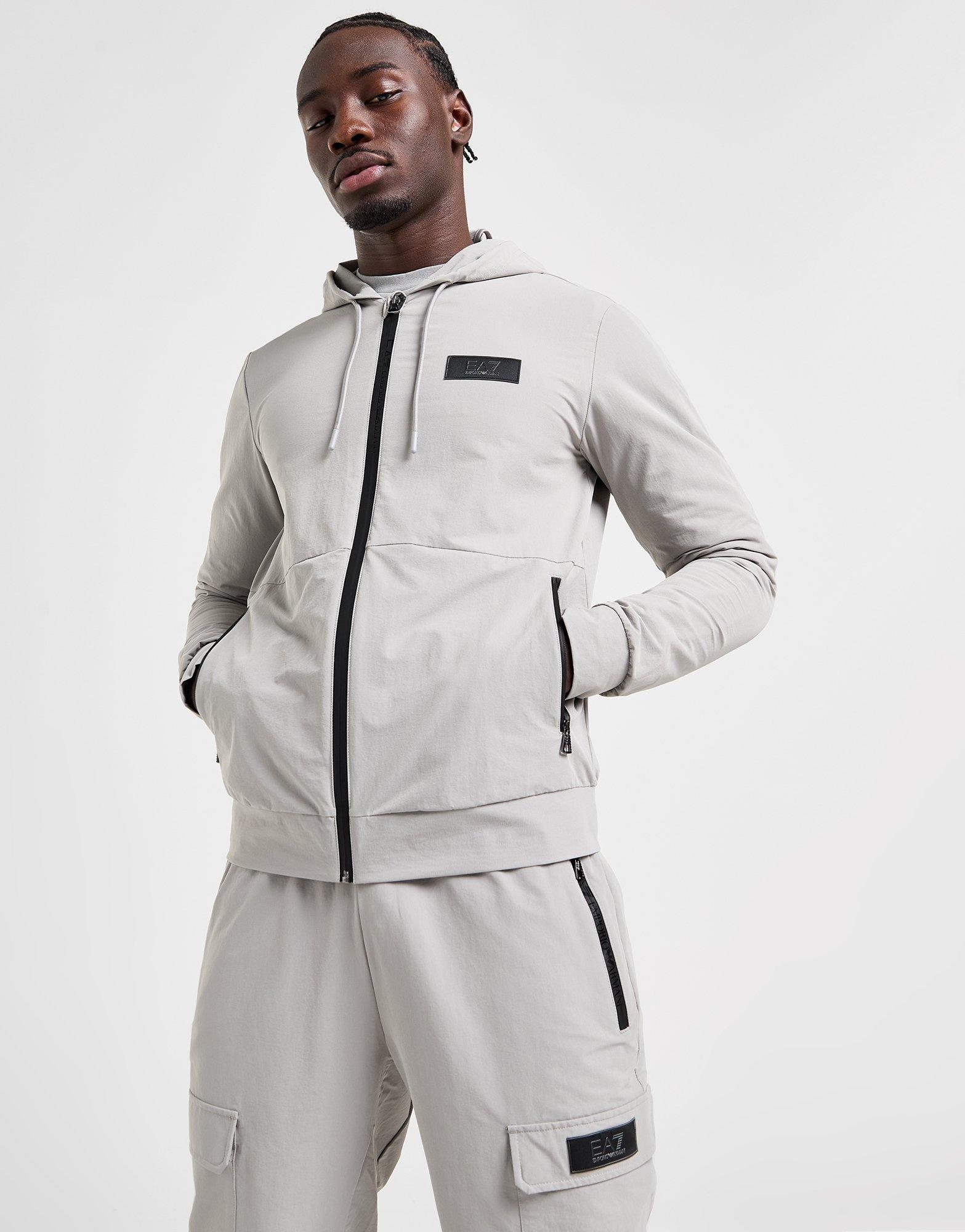 Grey Emporio Armani EA7 Tech Full Zip Hoodie | JD Sports UK