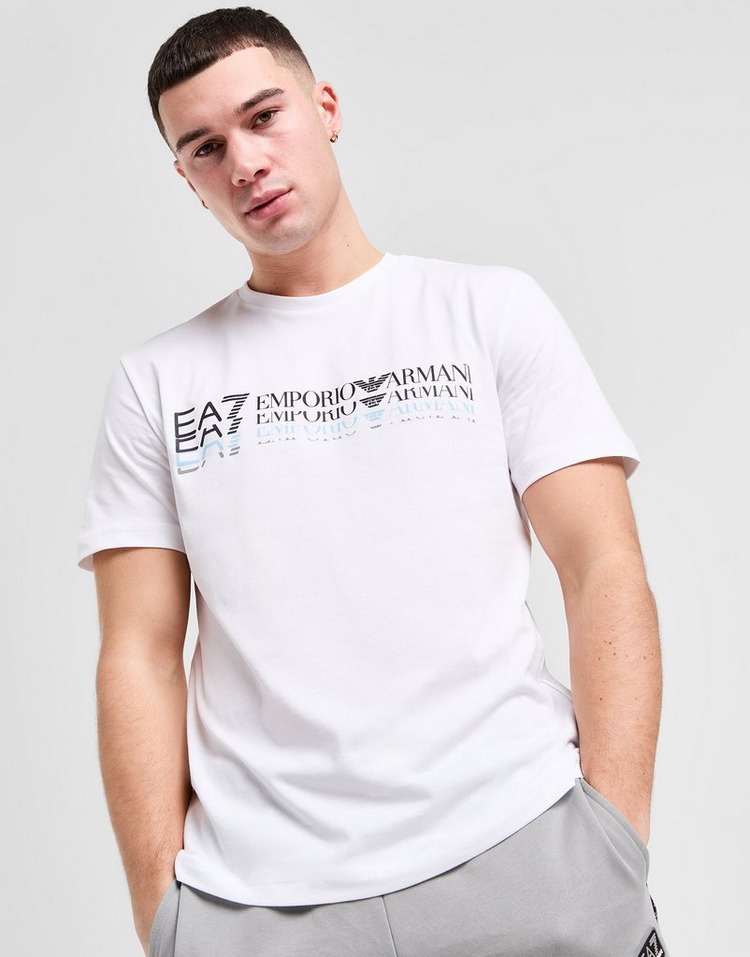 White Emporio Armani EA7 Fade Repeat Logo T-Shirt | JD Sports UK
