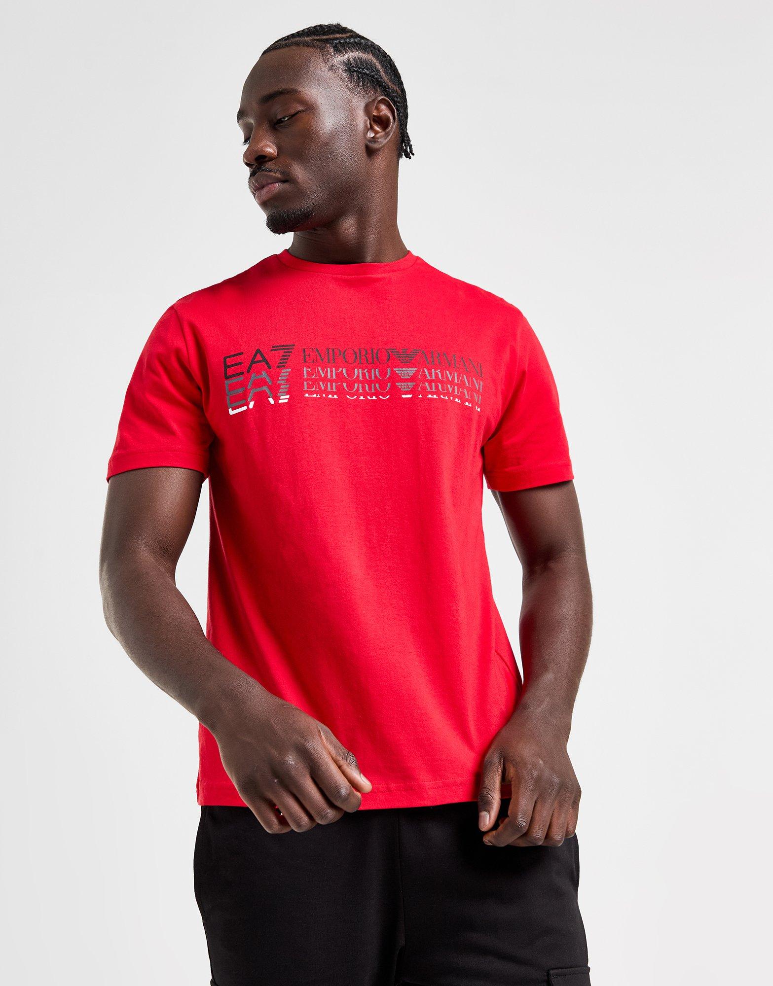 Ea7 red hot sale t shirt