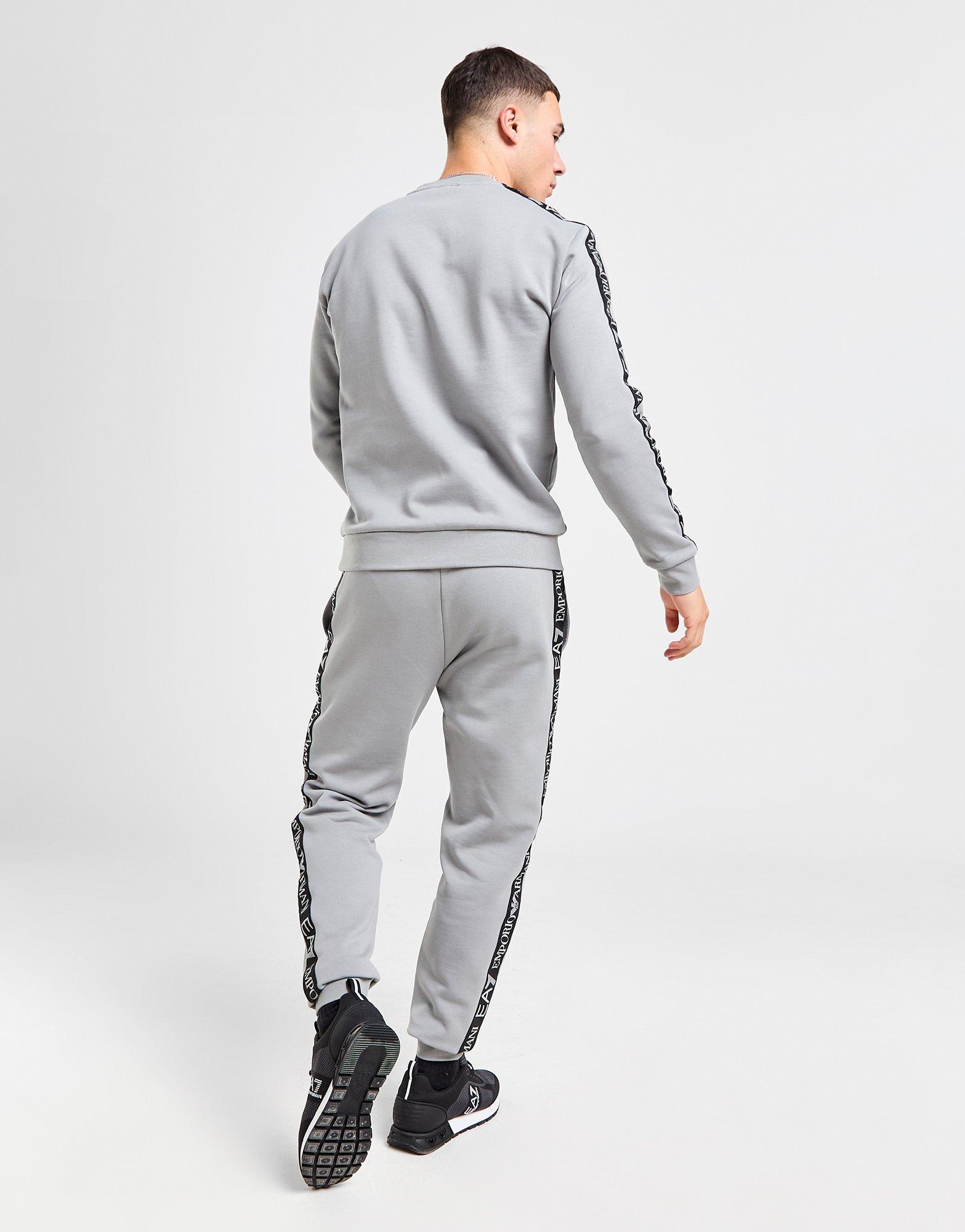 Grey Emporio Armani EA7 Reflective Tape Crew Tracksuit