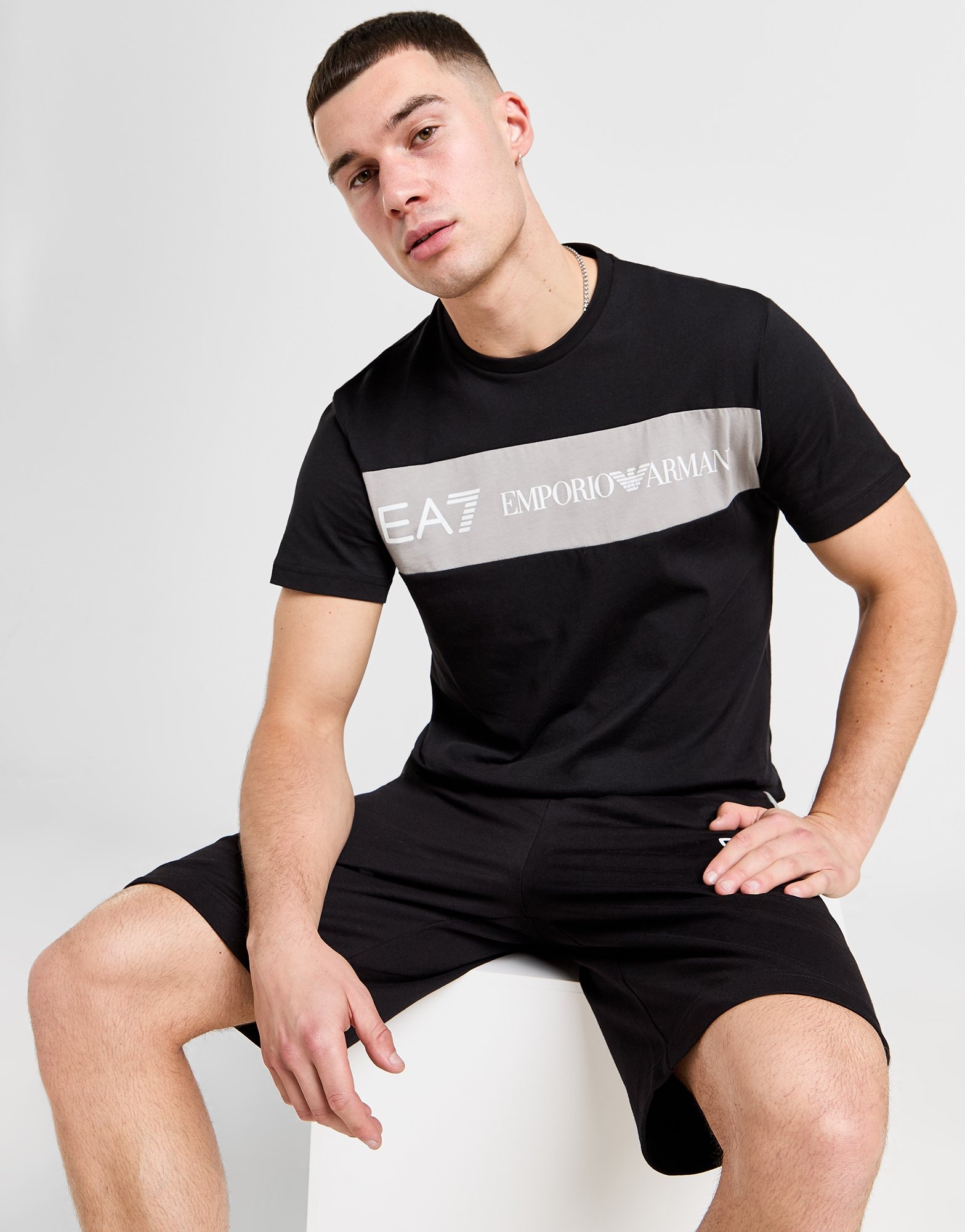 Black Emporio Armani EA7 Colour Block T-Shirt - JD Sports