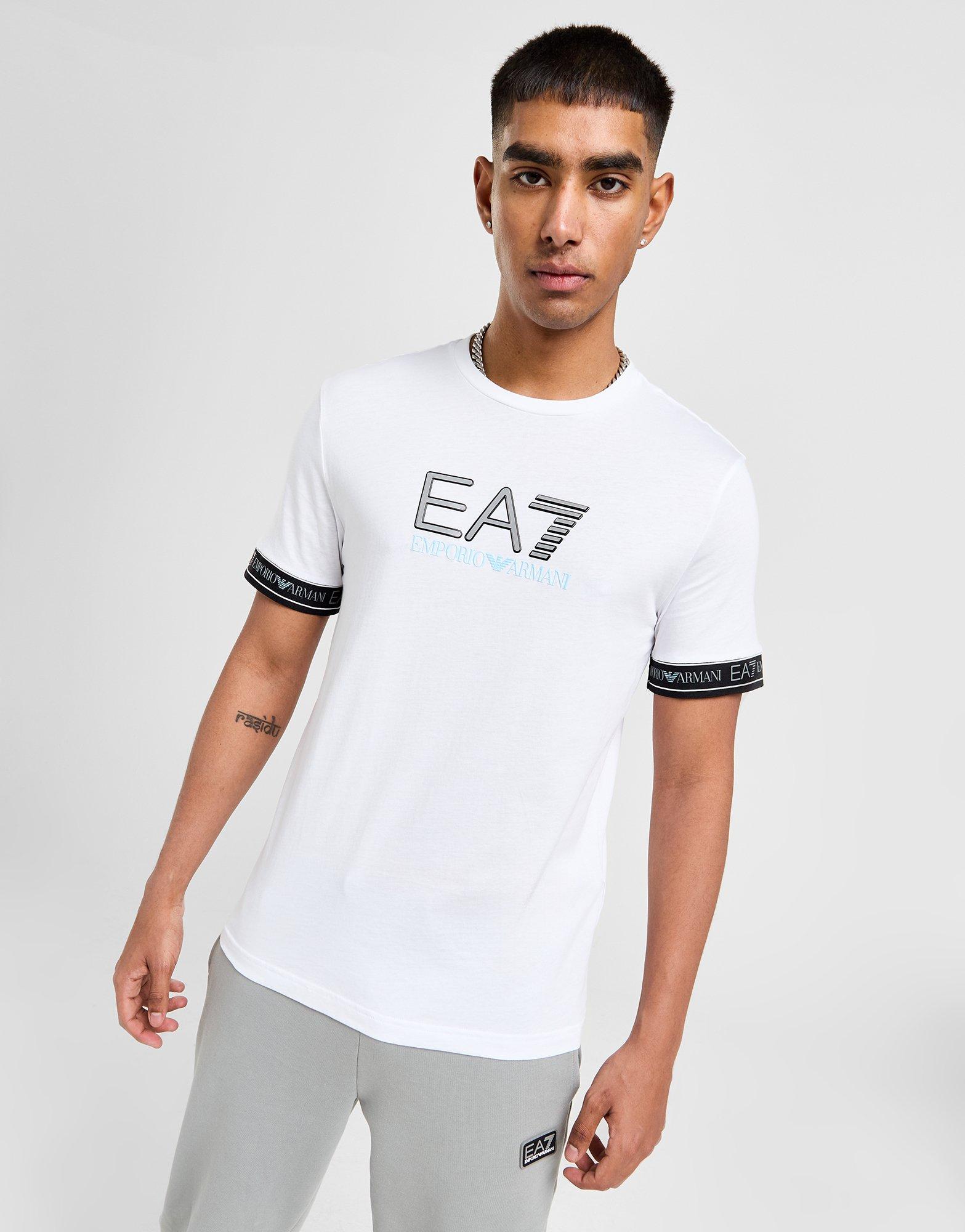 Emporio Armani EA7 T-Shirt Visibility Logo Tape em Branco