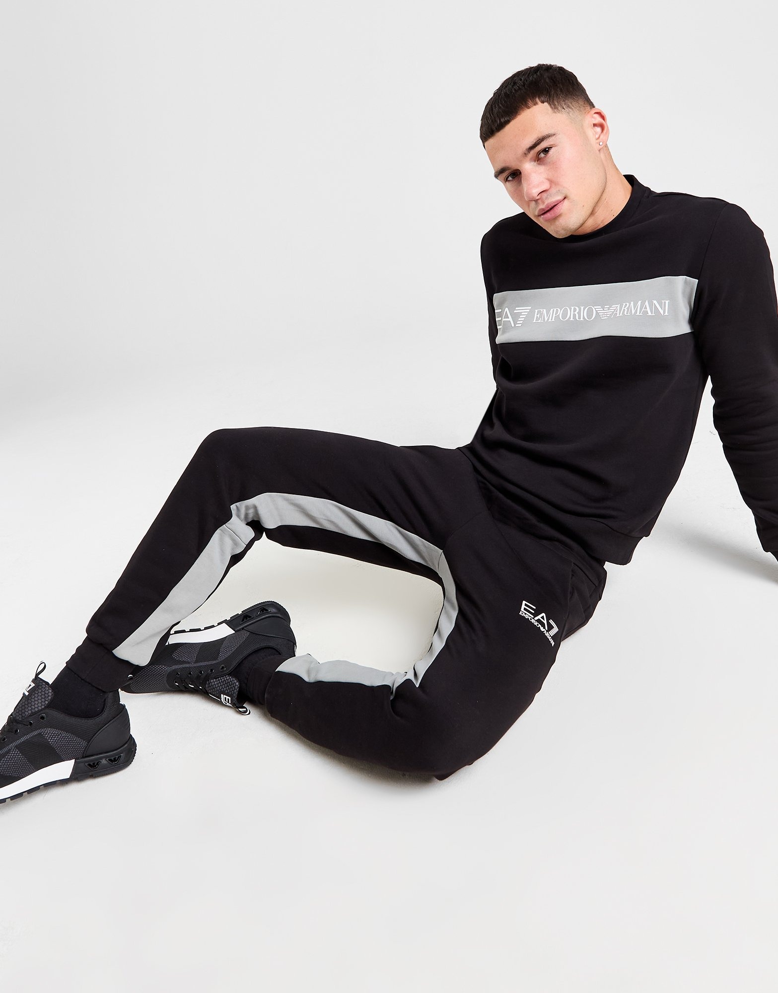 Black Emporio Armani EA7 Colour Block Crew Tracksuit JD Sports Ireland