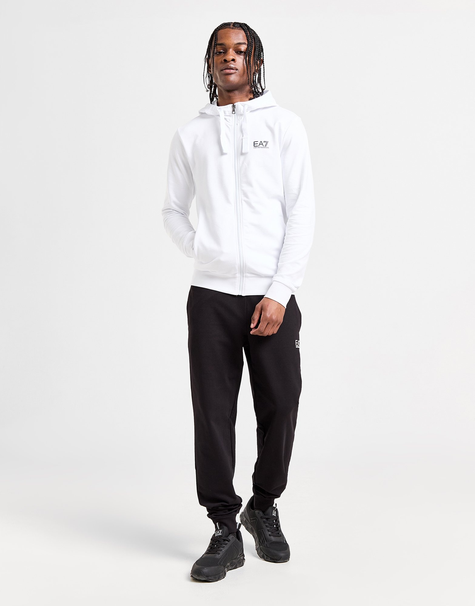 White Emporio Armani EA7 Core Full Zip Hooded Tracksuit | JD Sports UK