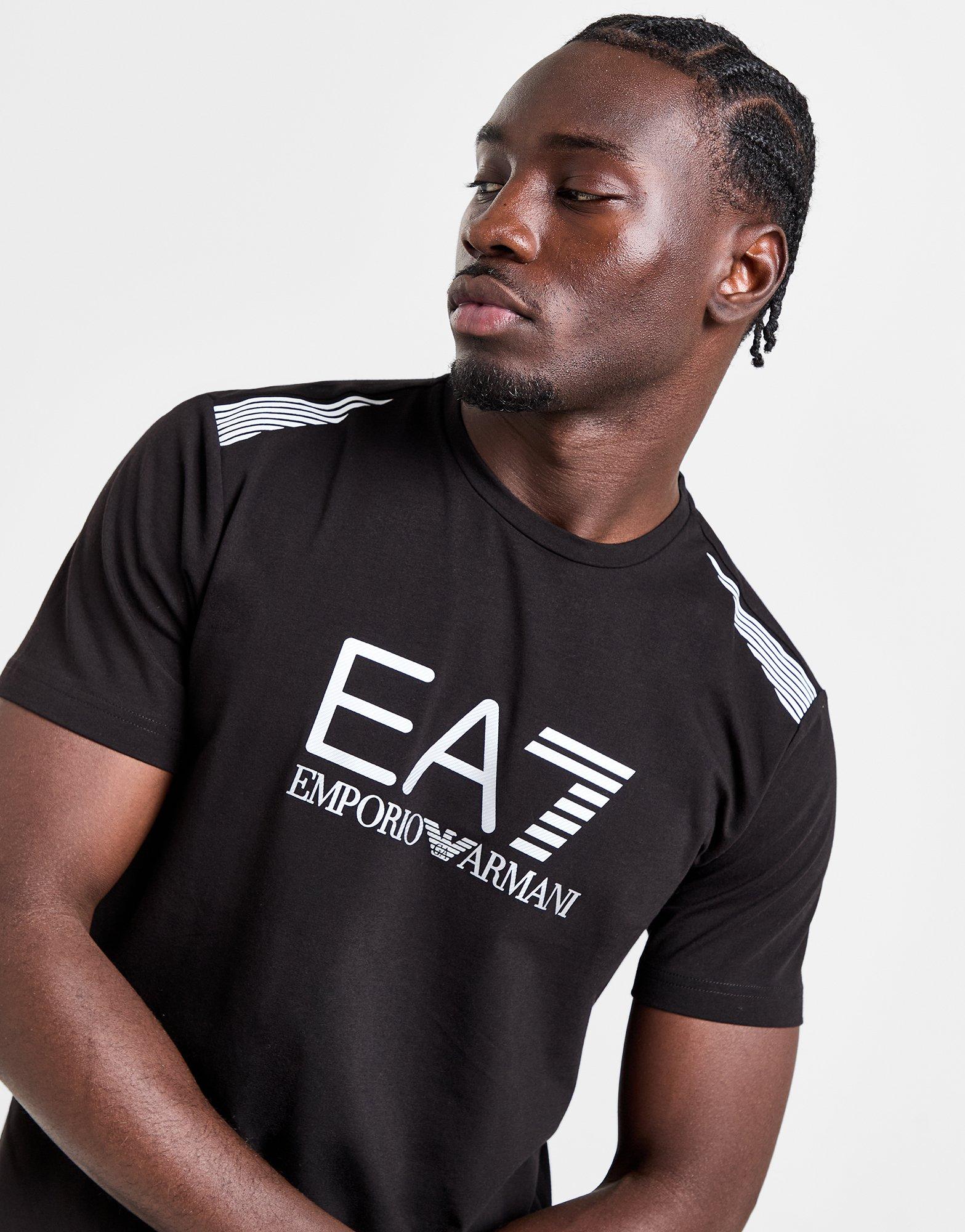 Black Emporio Armani EA7 7 Lines Logo T-Shirt | JD Sports UK