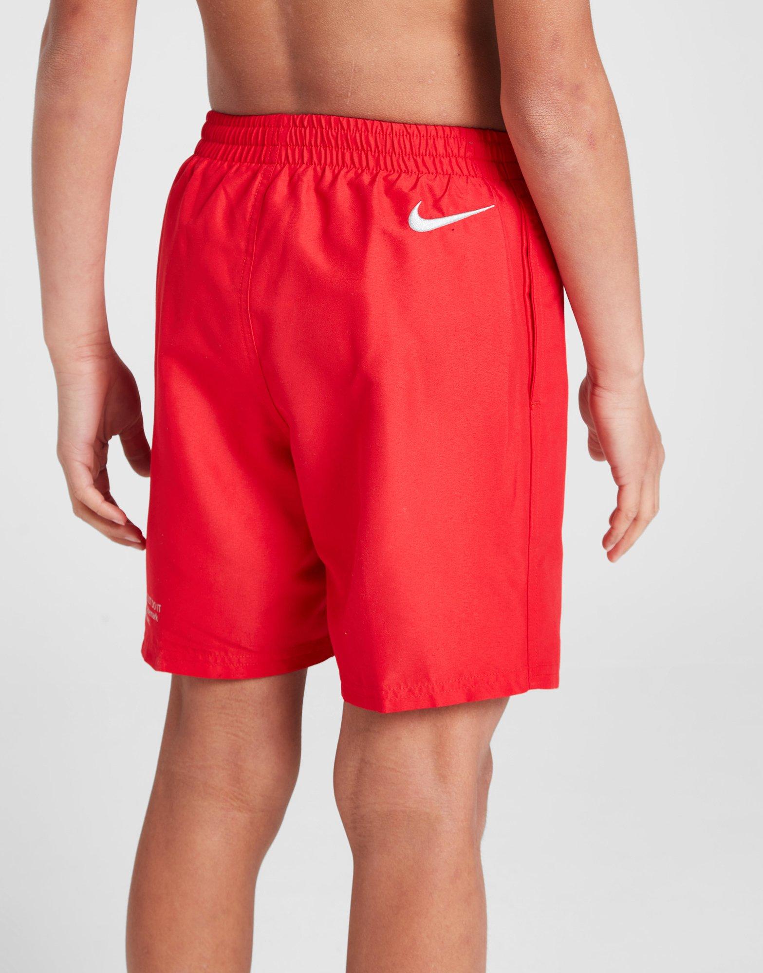 Red Nike Swoosh Stack Swim Shorts Junior JD Sports UK