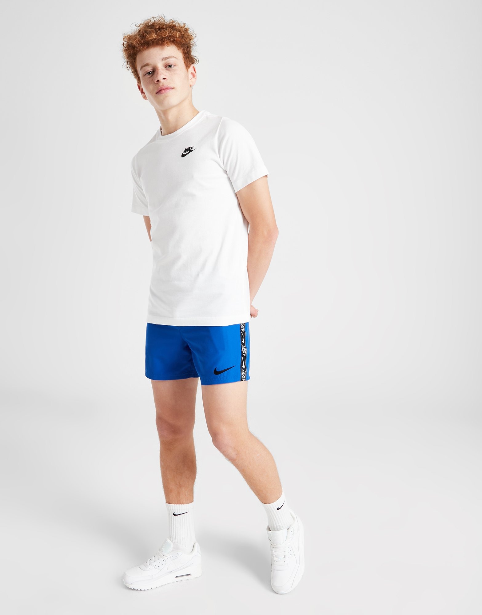 Blue Nike Tape Swim Shorts Junior JD Sports