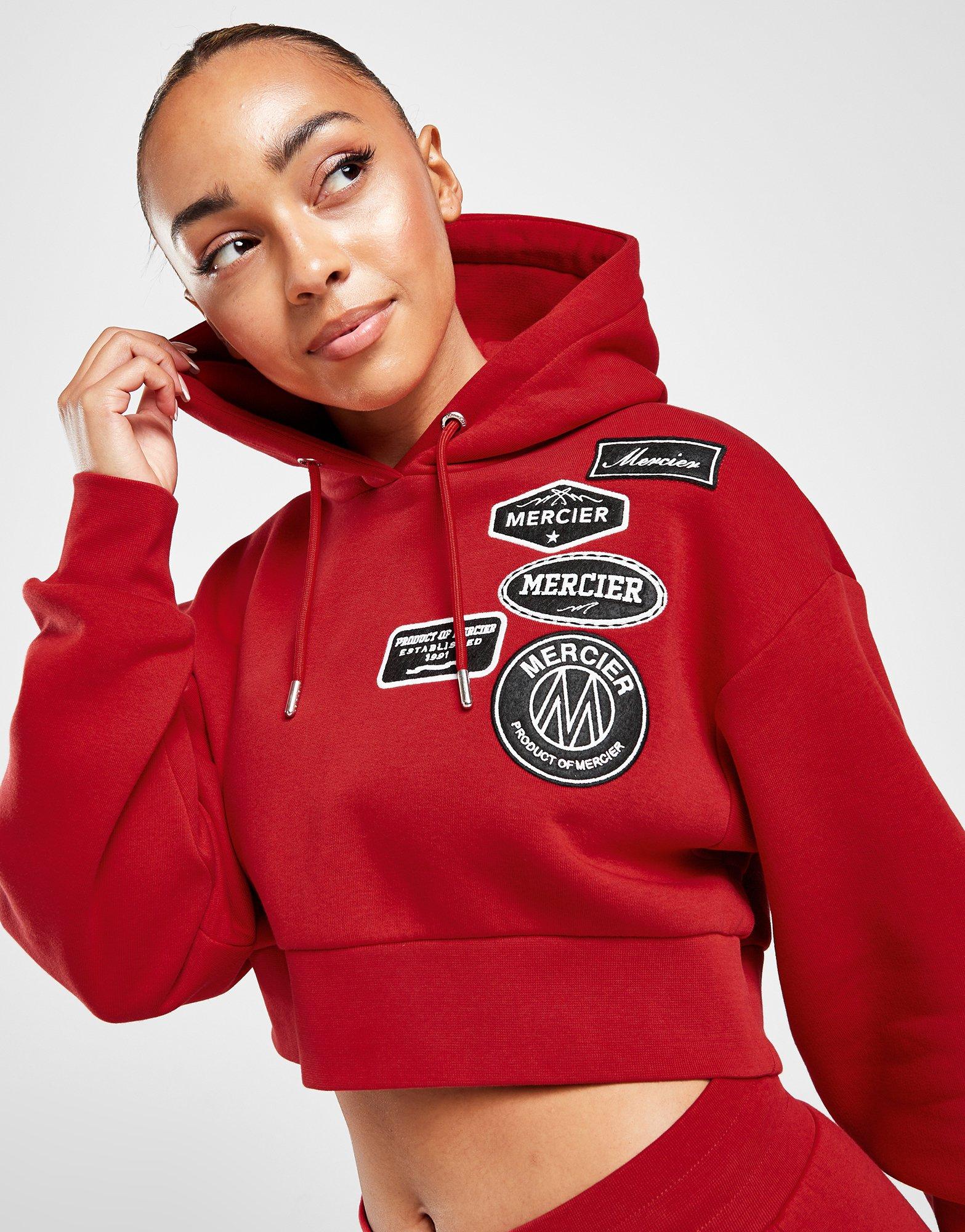 Red crop hot sale hoodie women's