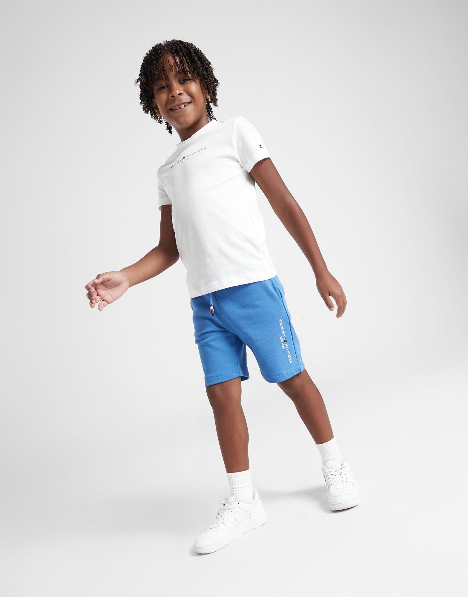 White Tommy Hilfiger Essential T-Shirt/Shorts Set Children | JD Sports UK