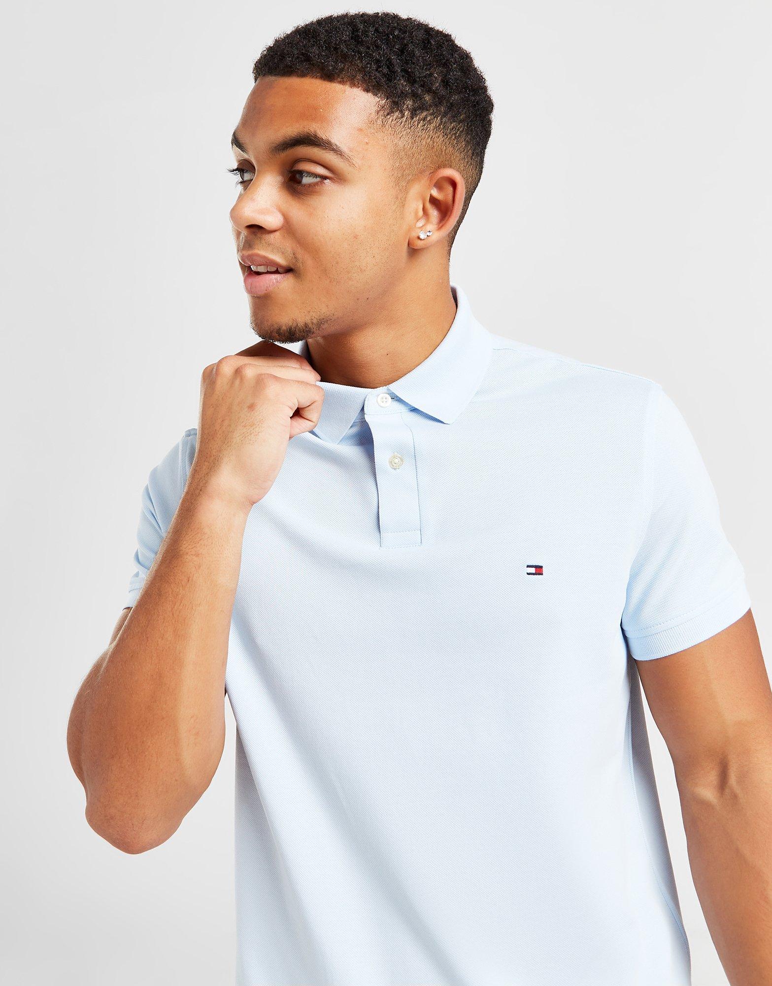 Blue Tommy Hilfiger Flag Short Sleeve Polo Shirt - JD Sports NZ