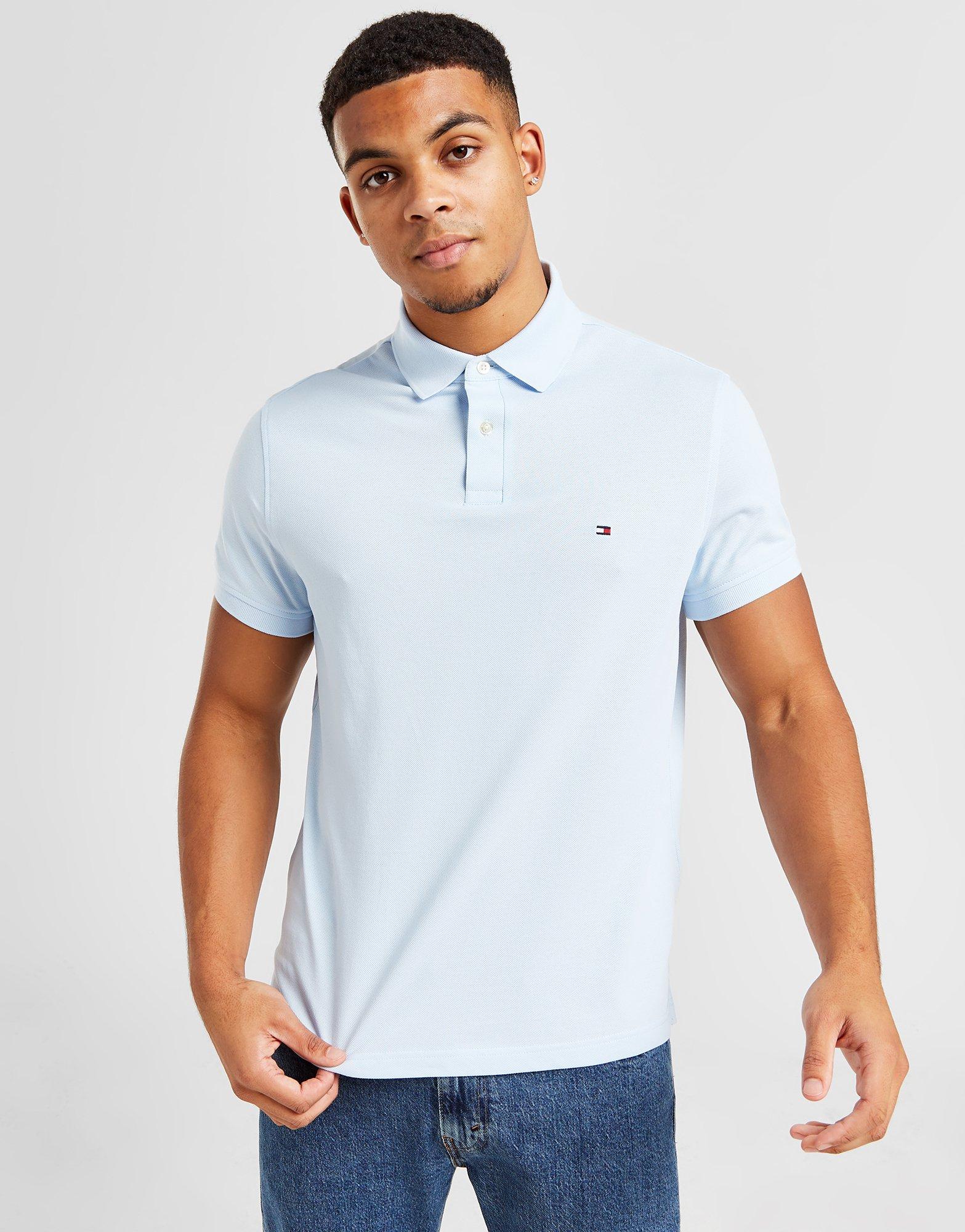 Blue Tommy Hilfiger Flag Short Sleeve Polo Shirt - JD Sports NZ