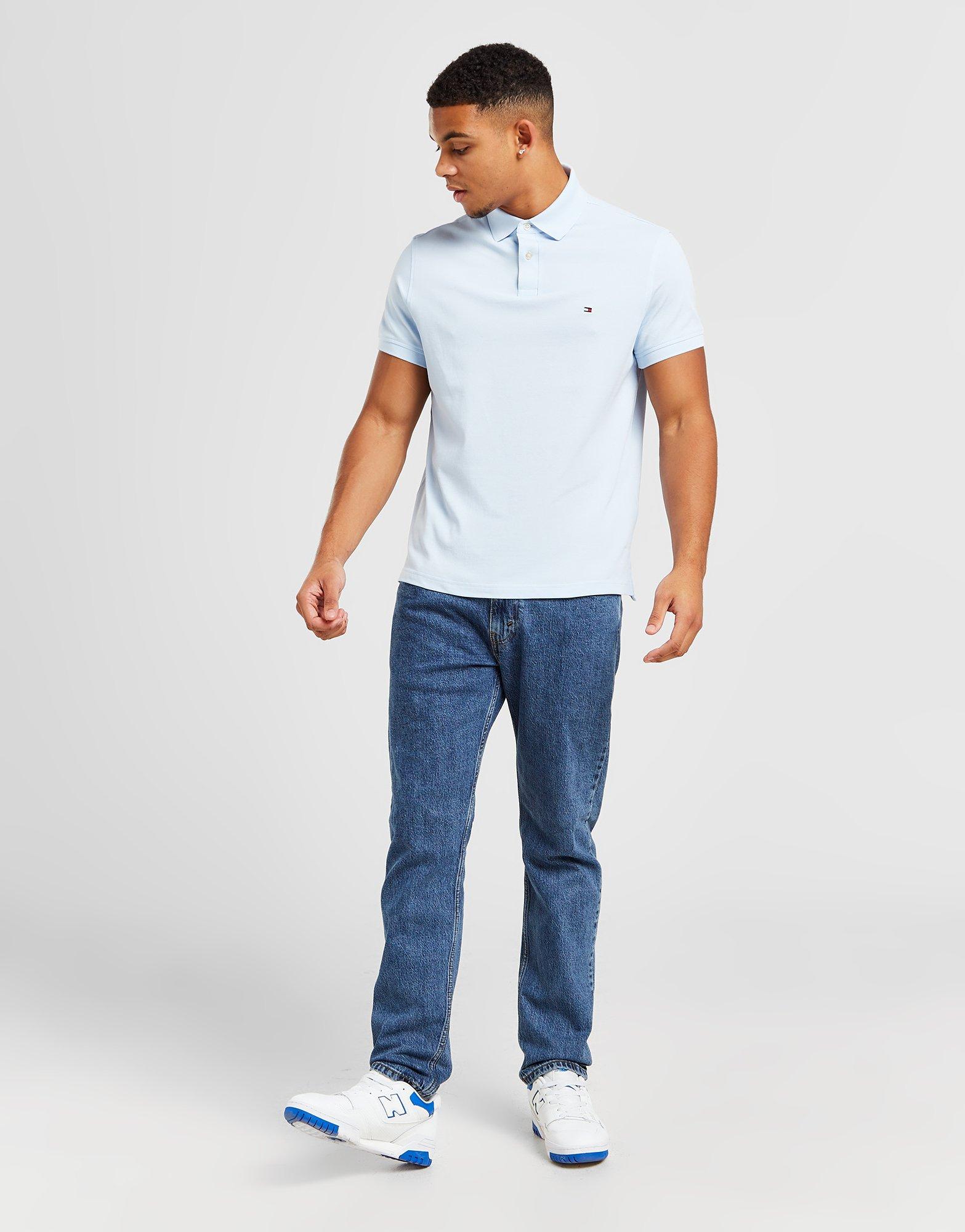 Blue Tommy Hilfiger Flag Short Sleeve Polo Shirt - JD Sports NZ