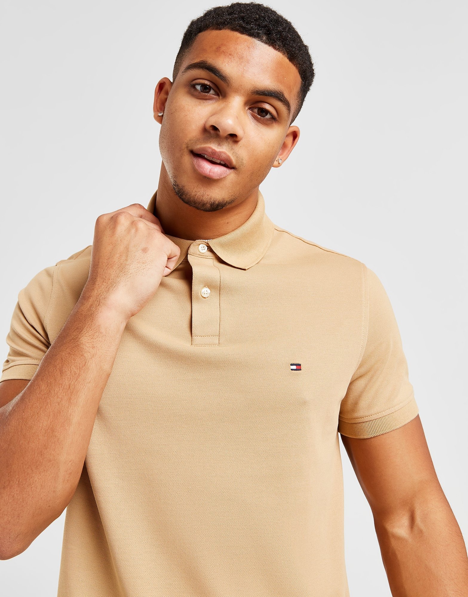 Brown Tommy Hilfiger Flag Short Sleeve Polo Shirt JD Sports Malaysia